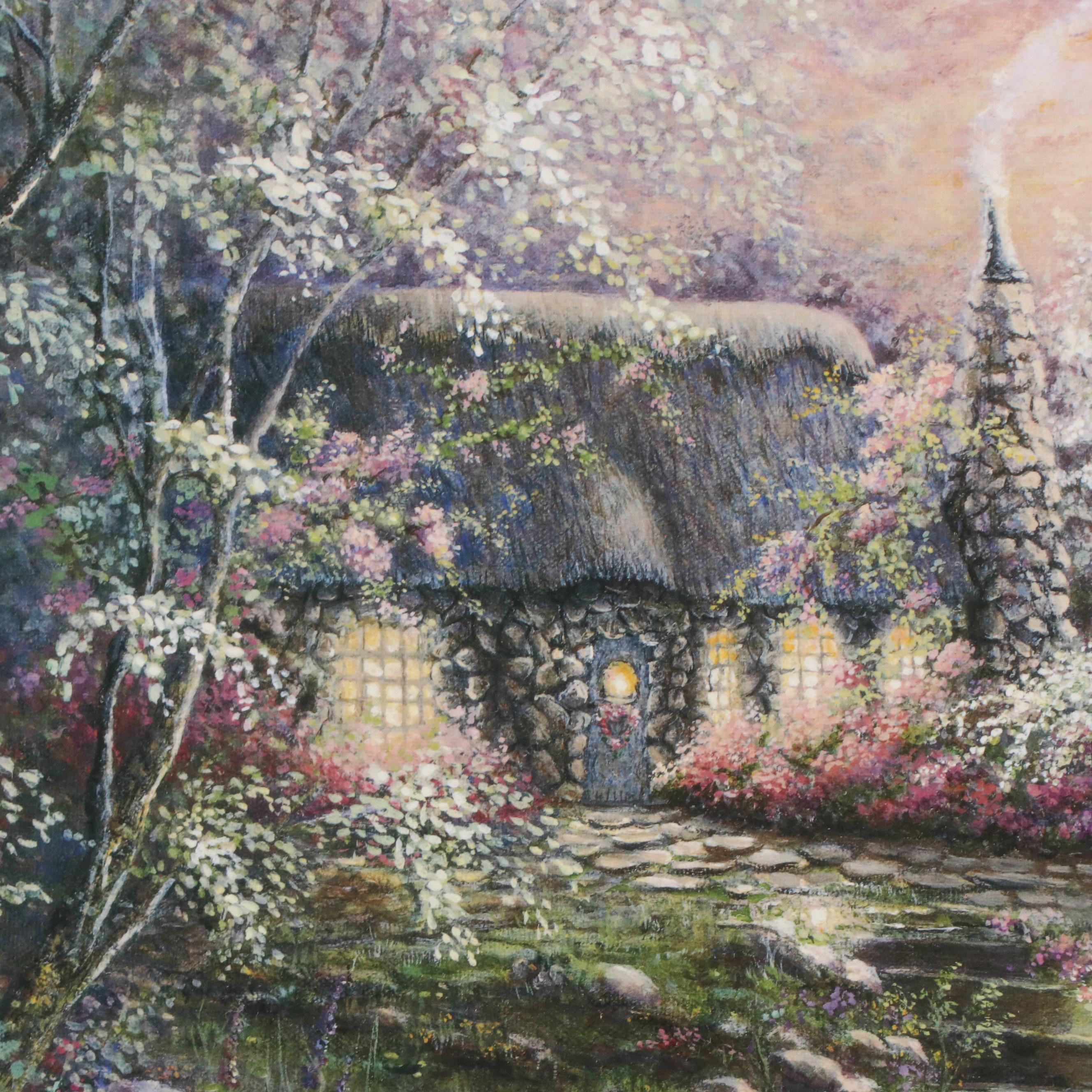 Offset Lithograph Fantasy Landscape After Judith Shaw, 20th Century