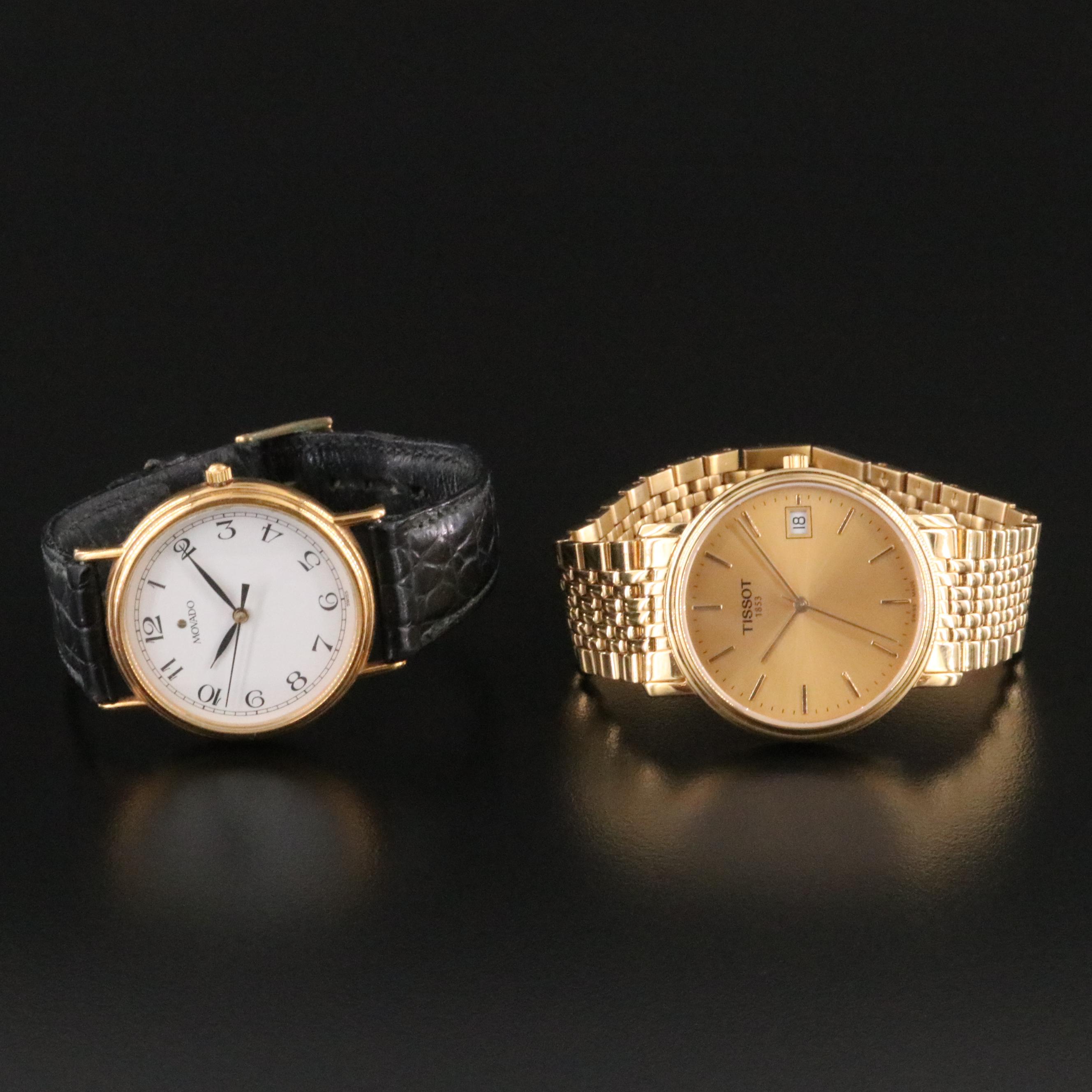 Tissot Classic Desire & Movado Gold-Plated Quartz Watches