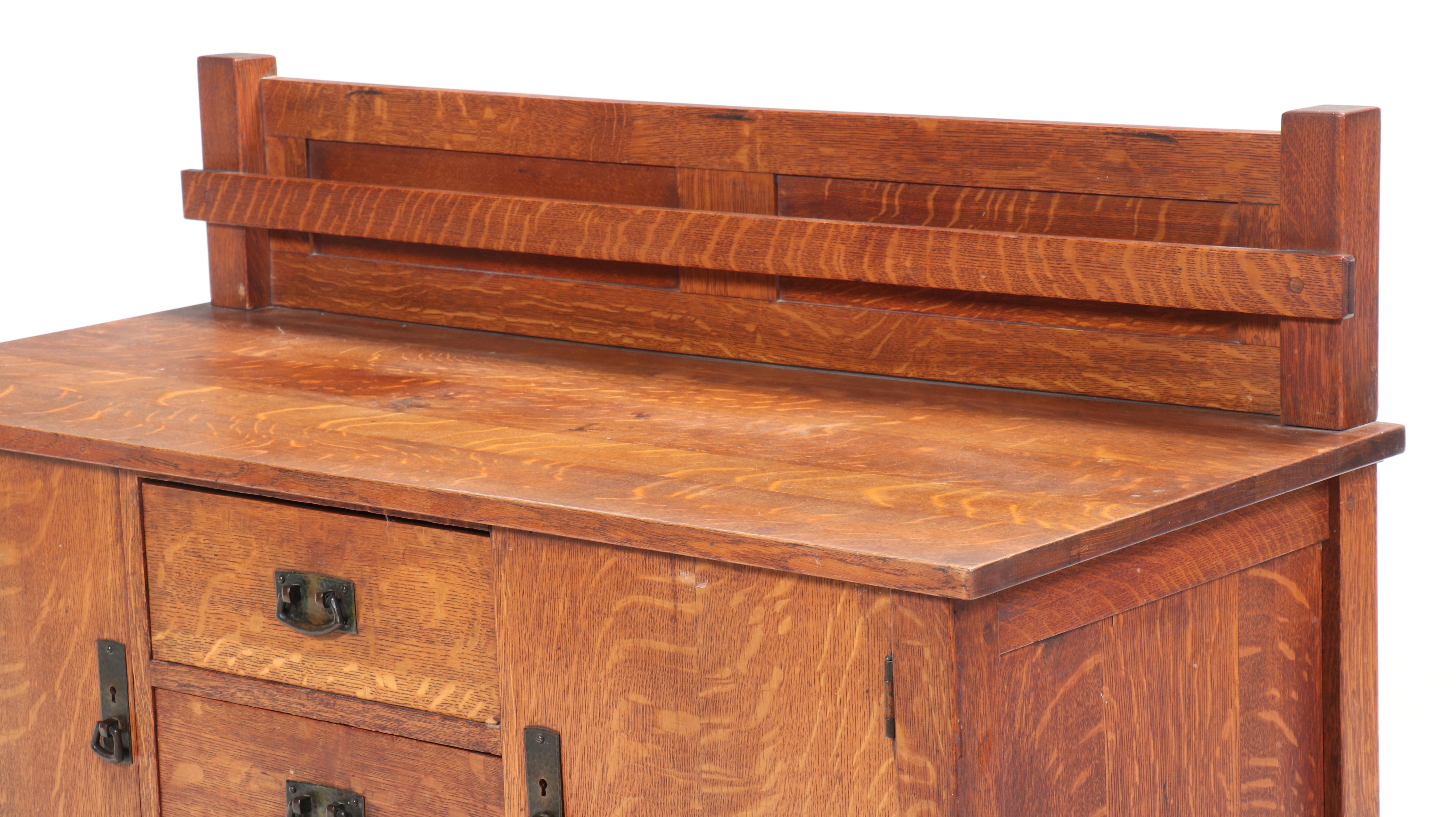 L. & J.G. Stickley Arts and Crafts Quartersawn Oak Sideboard, Early 20th Century