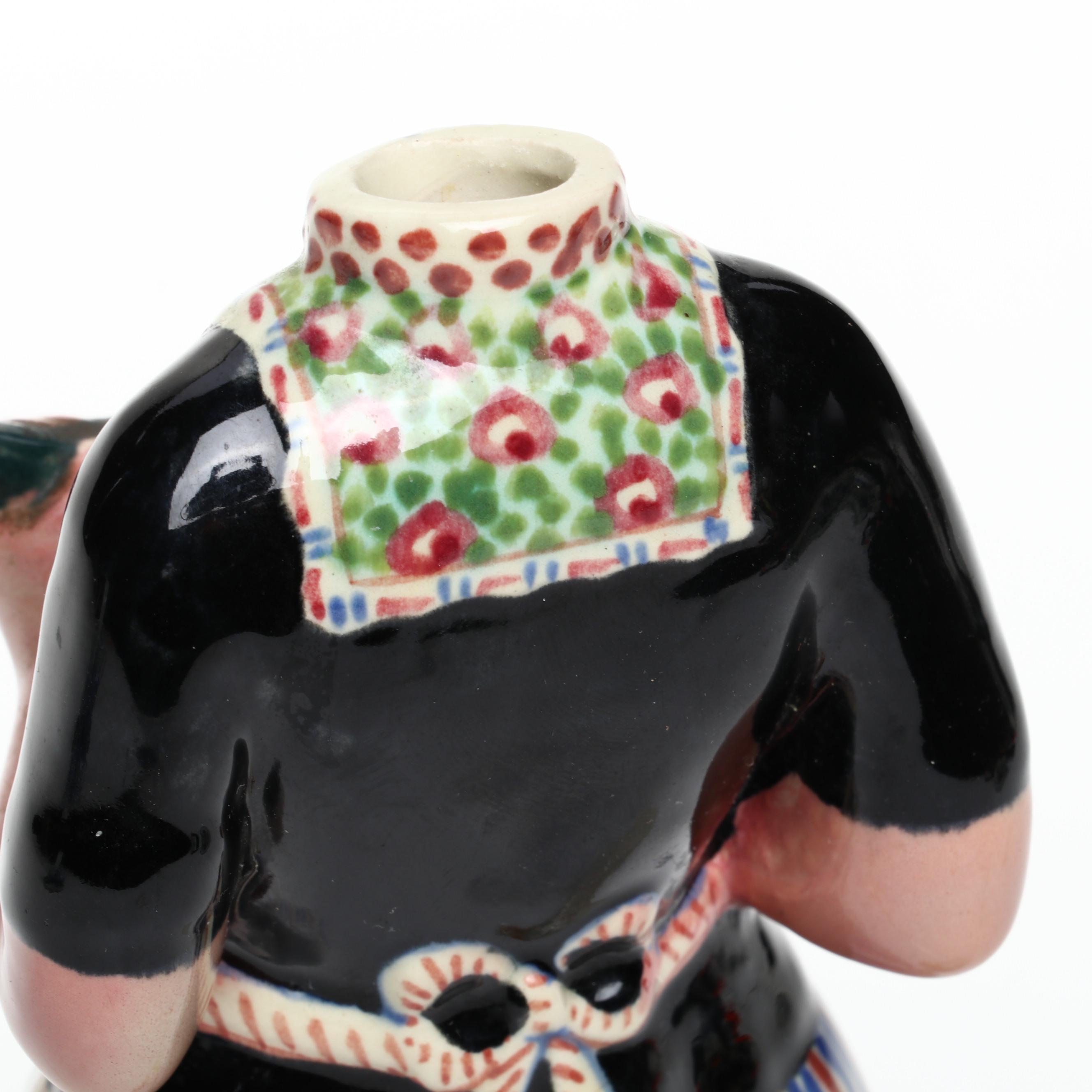 Bols Dutch Girl Decanter with Delft Blue Trays, Egg Cups, Creamer and Sugar Bowl