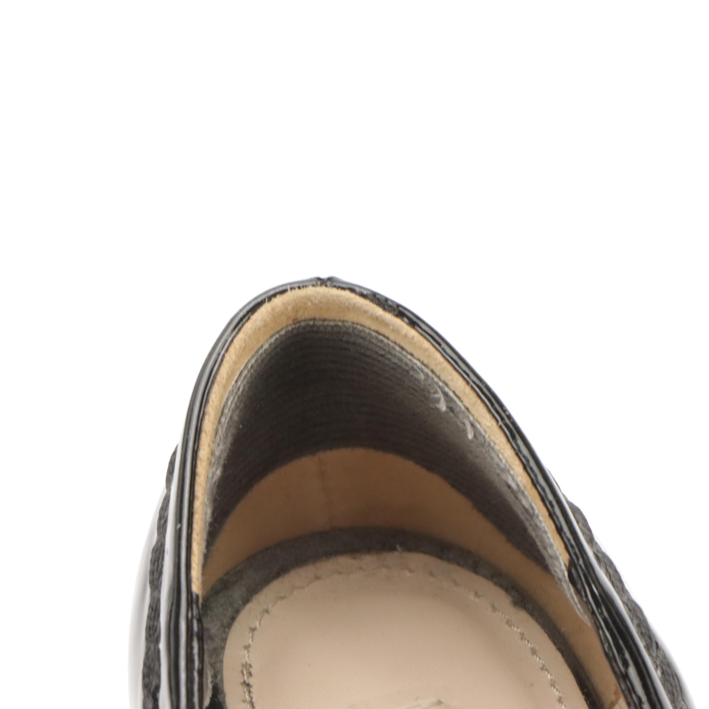 Prada Round Toe Bow Kitten Heels in Black Patent Leather