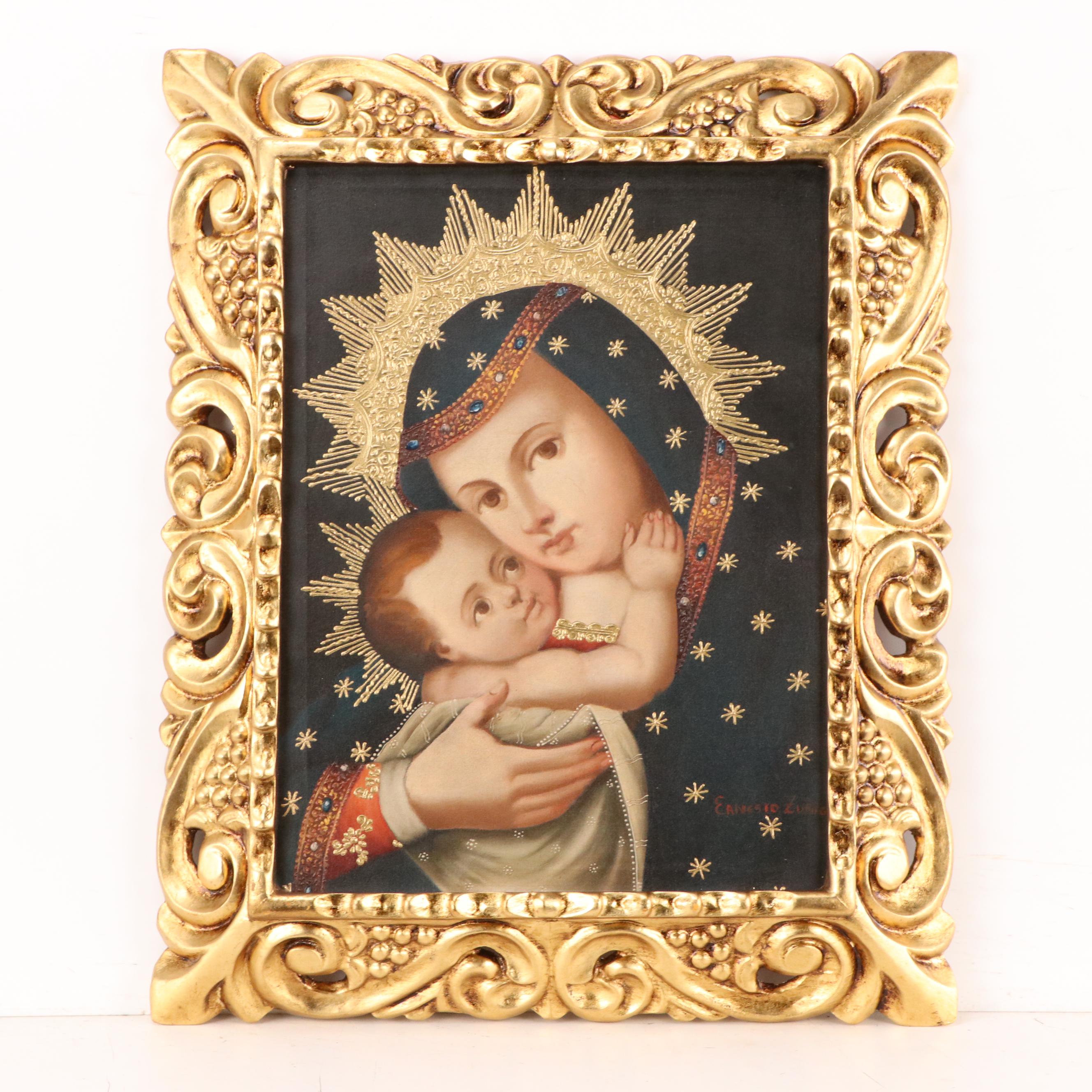 Ernesto Zuñiga Oil Painting "The Mother and Child"