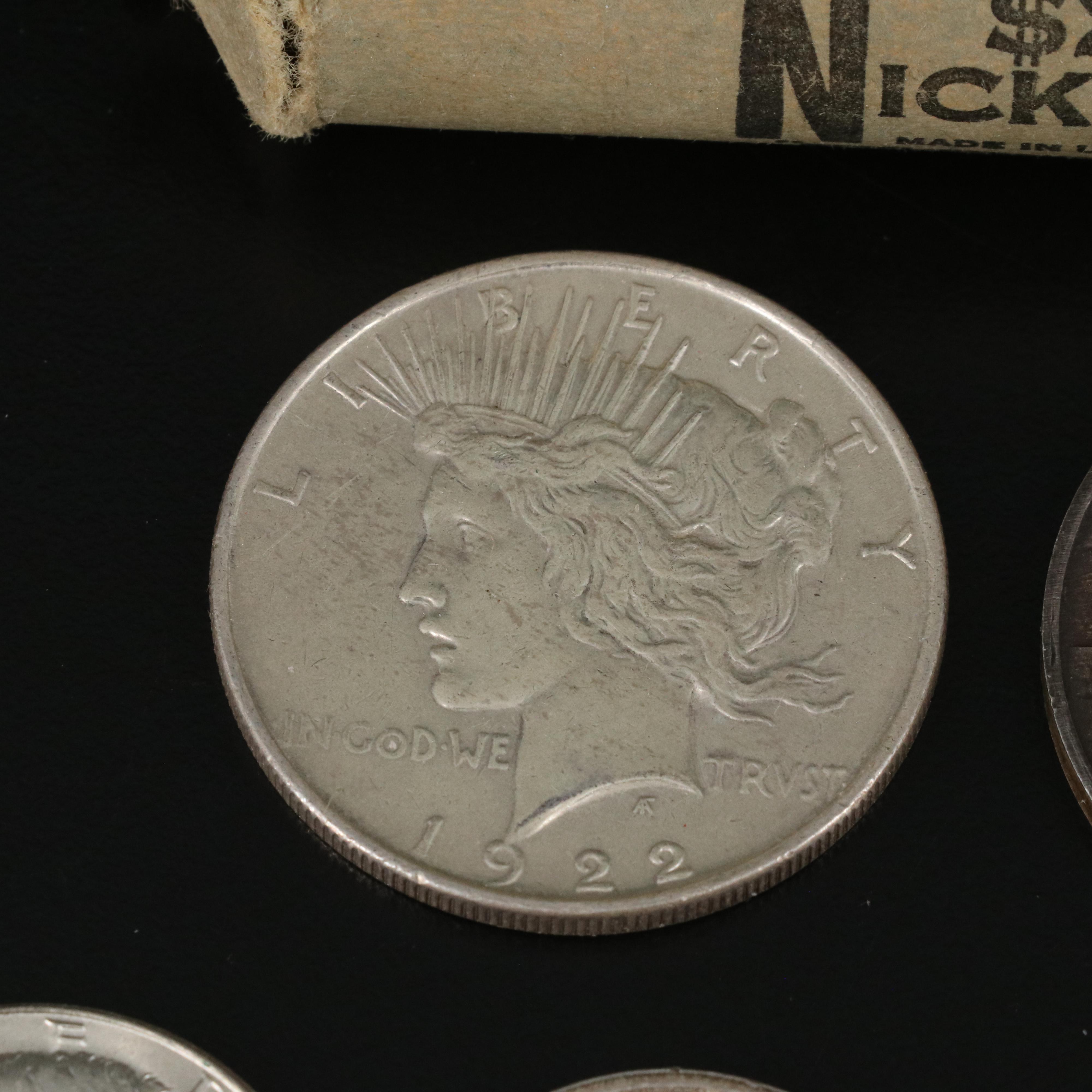Small Coin Collection Including a 1922 Silver Peace Dollar