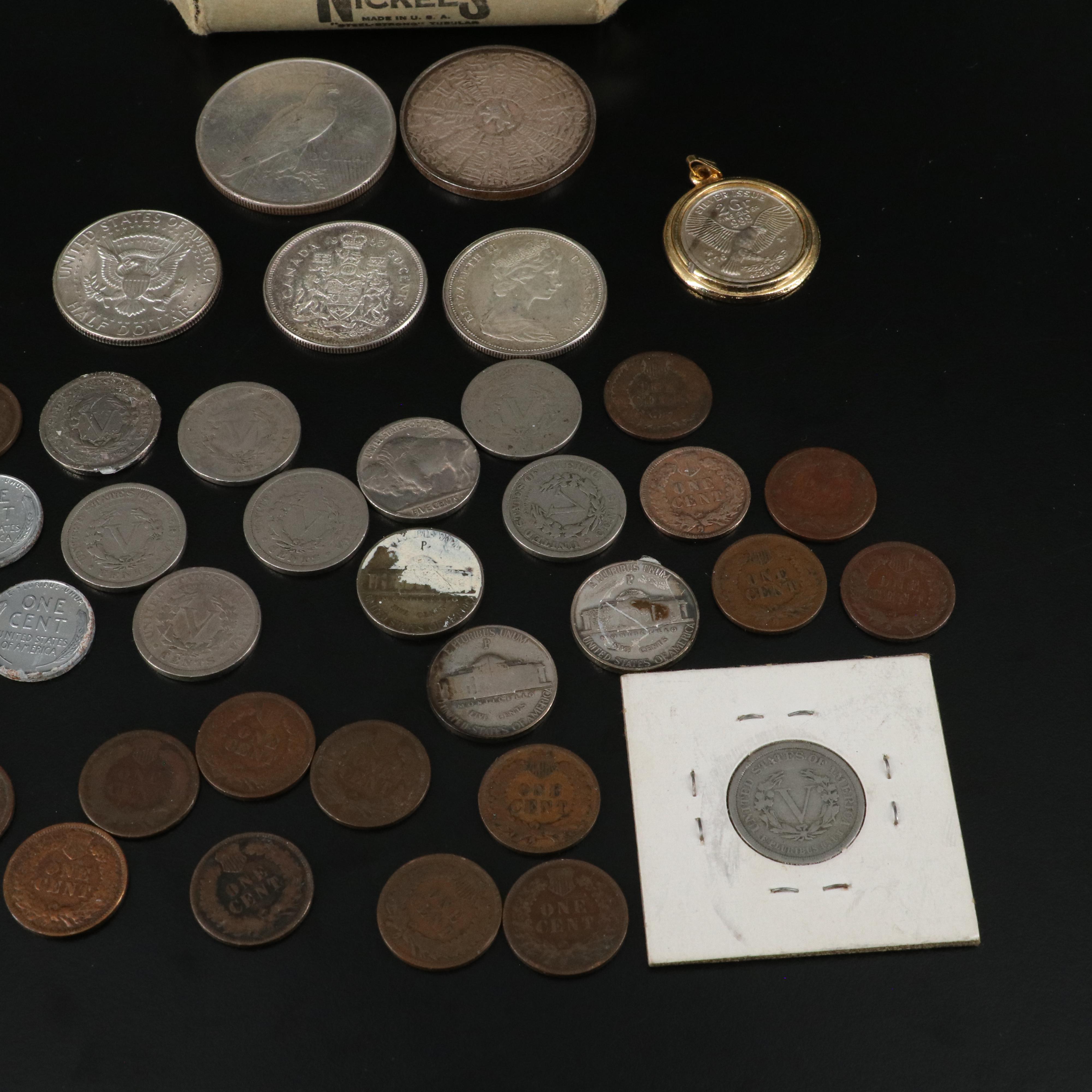 Small Coin Collection Including a 1922 Silver Peace Dollar
