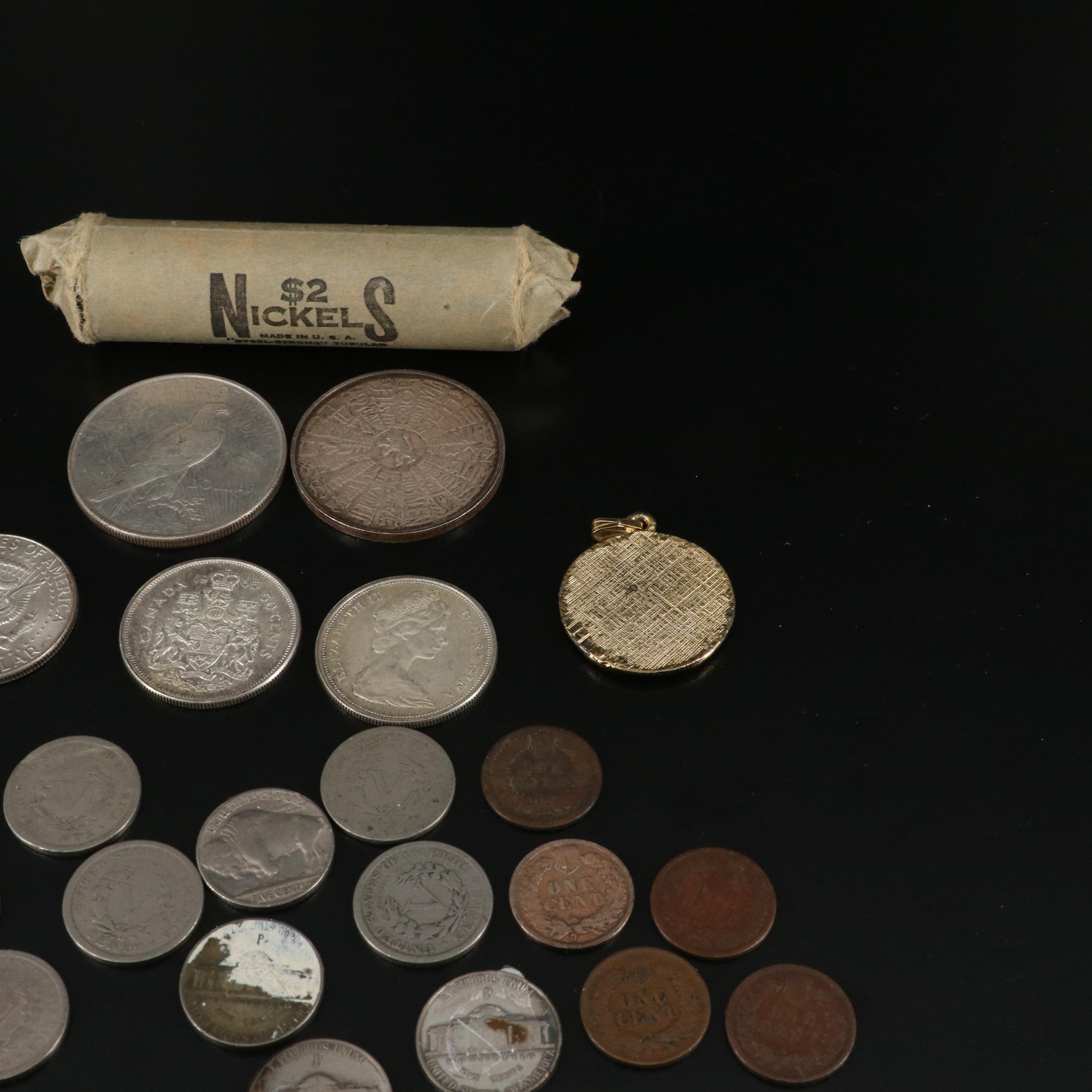 Small Coin Collection Including a 1922 Silver Peace Dollar