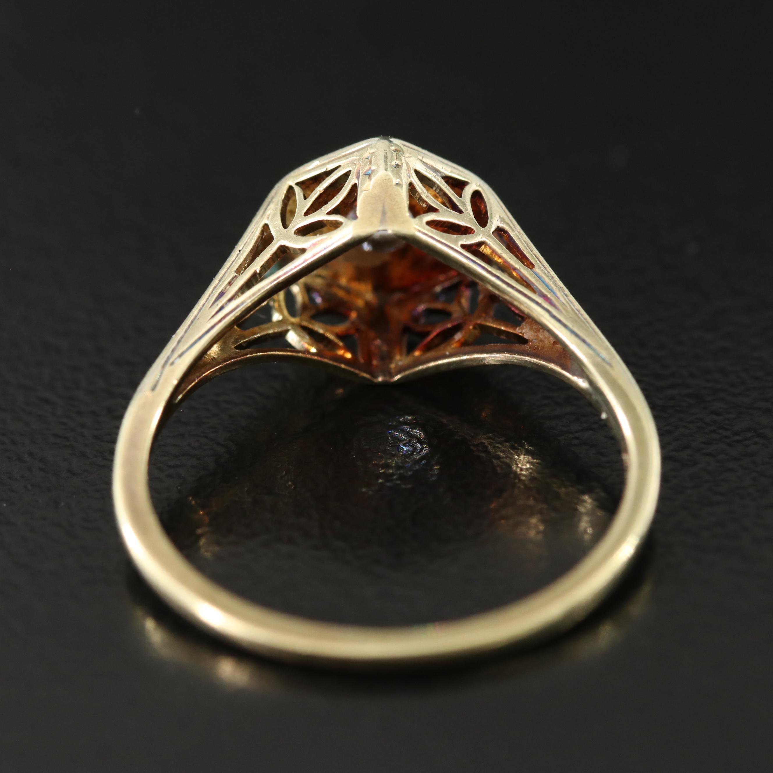 Art Deco 14K 0.12 CT Diamond Ring with Platinum Accent