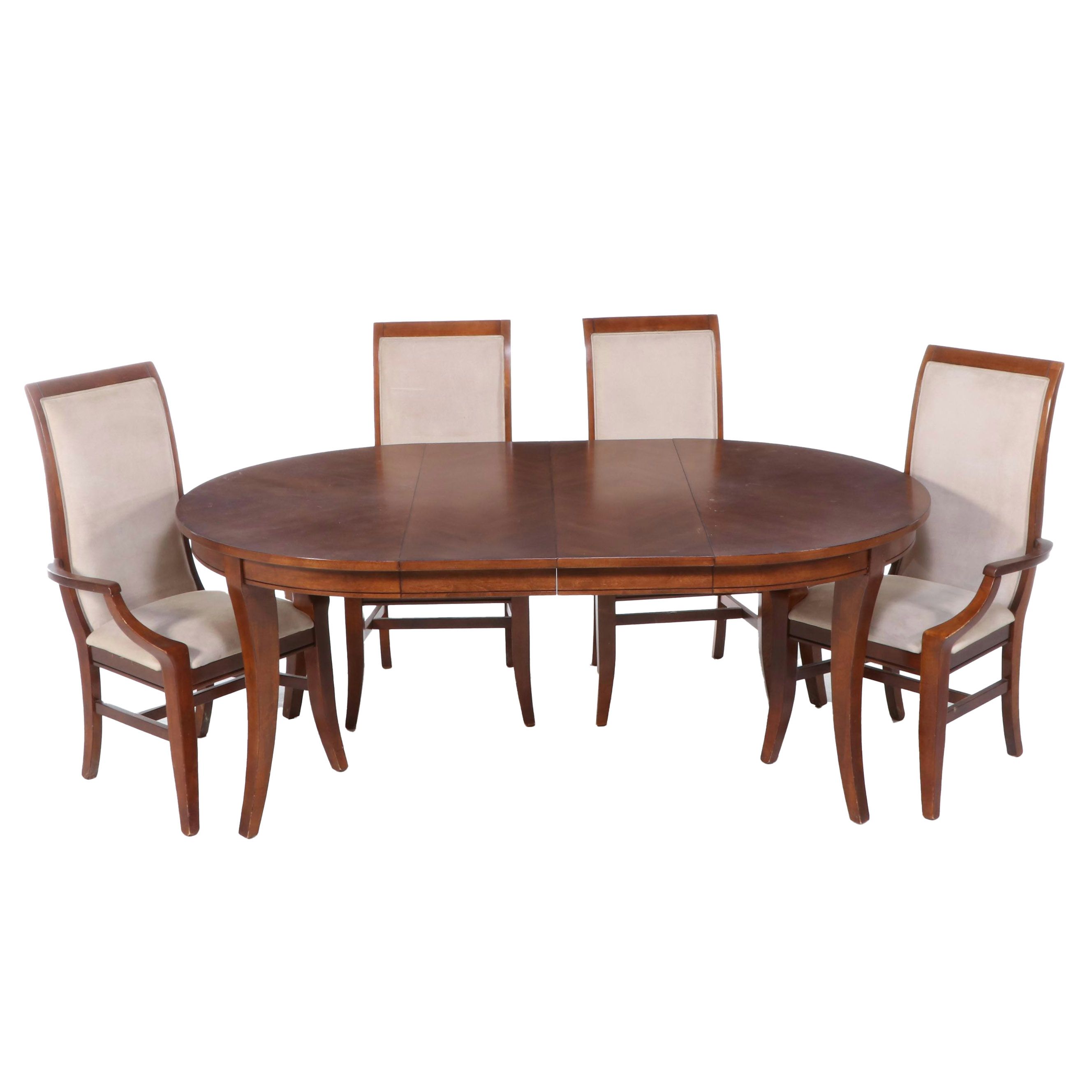 Markor International Contemporary Cherry Finish Dining Table and Four Chairs