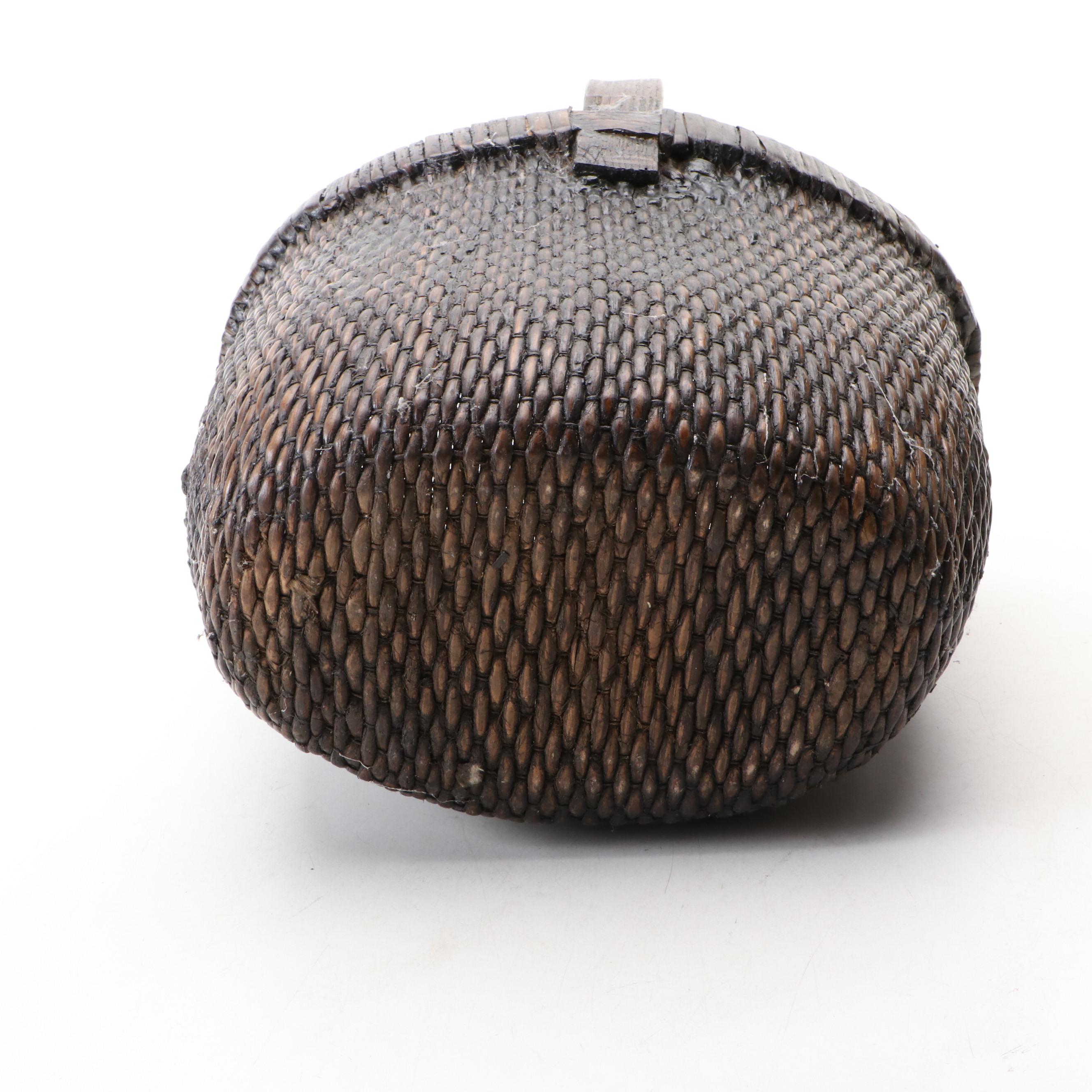 Italian Ceramic Rooster, Chinese Style Harvest Basket and Blenko Glass Bottle