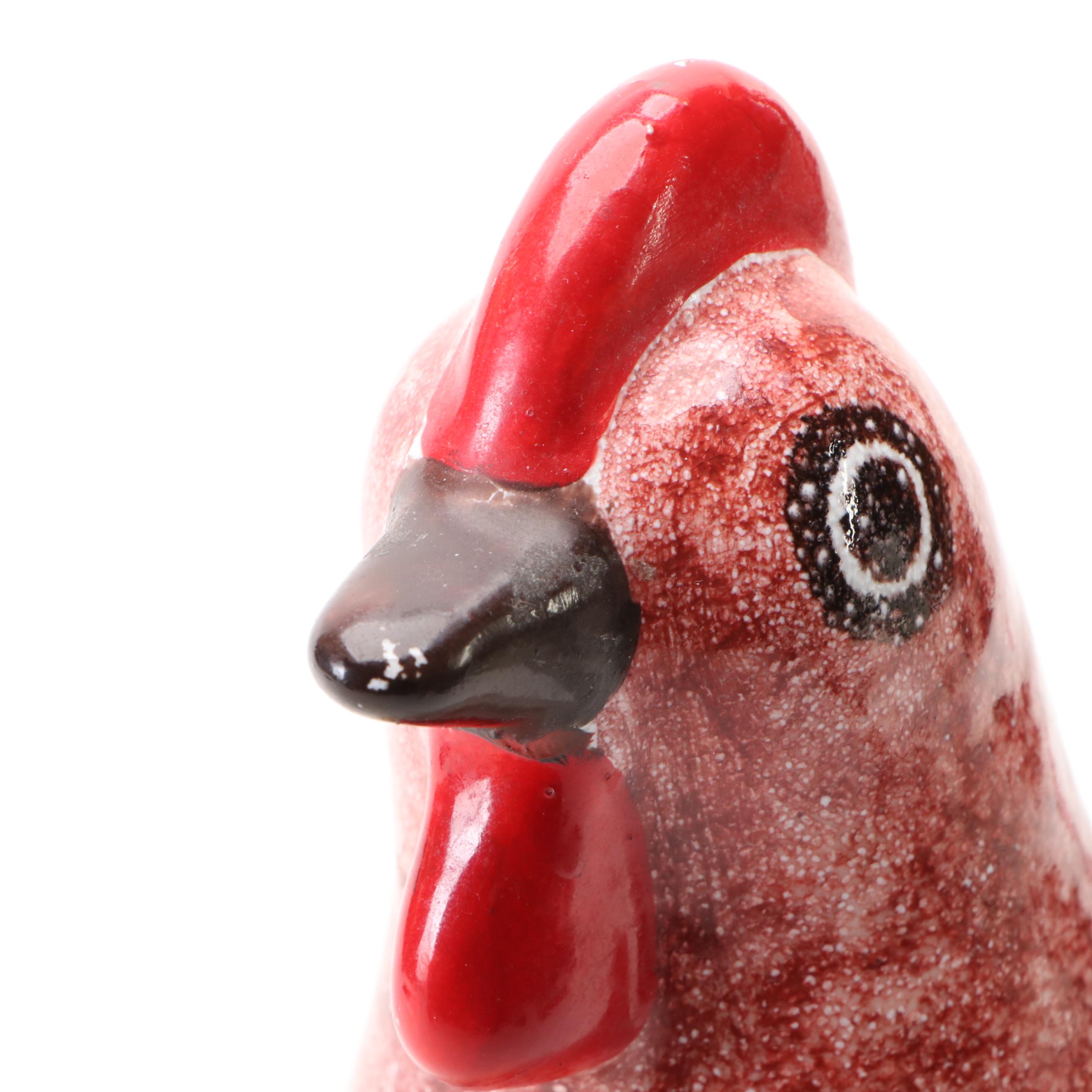 Italian Ceramic Rooster, Chinese Style Harvest Basket and Blenko Glass Bottle