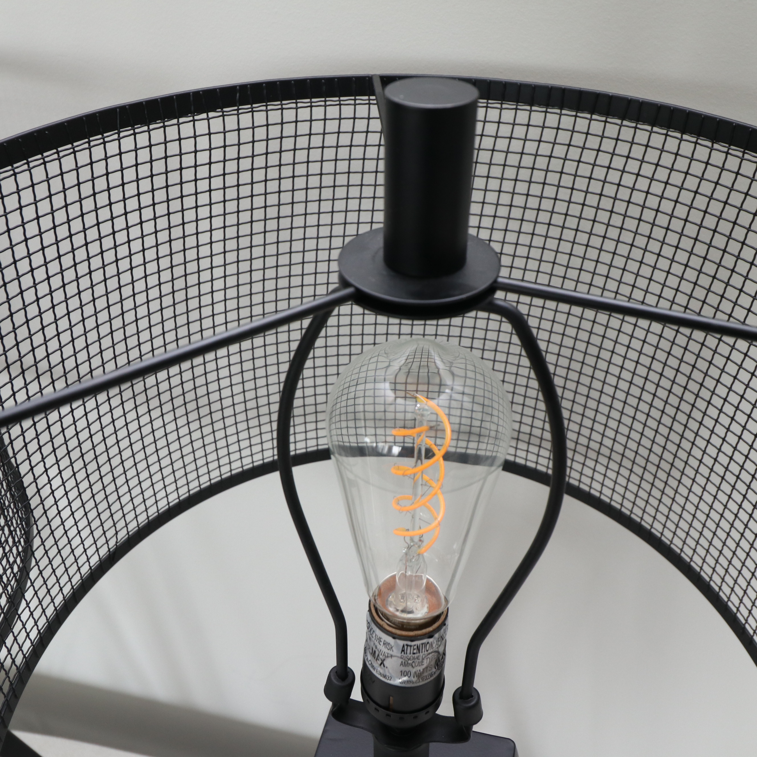 Bassett Mirror "Bridwell" Black Metal Table Lamps with Mesh Shades