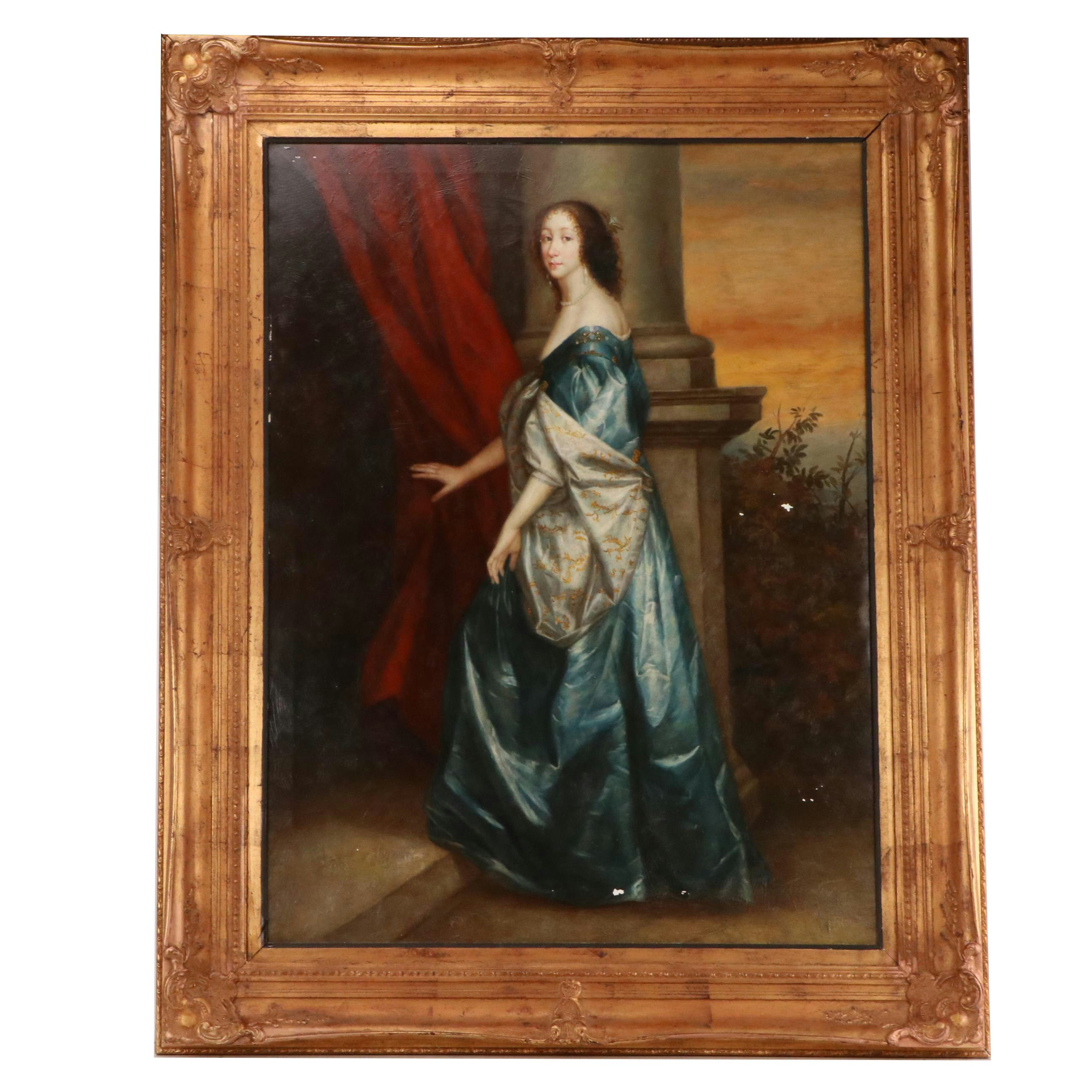 Portrait Oil Painting After Anthony van Dyck "Lucy Percy, Countess of Carlisle"