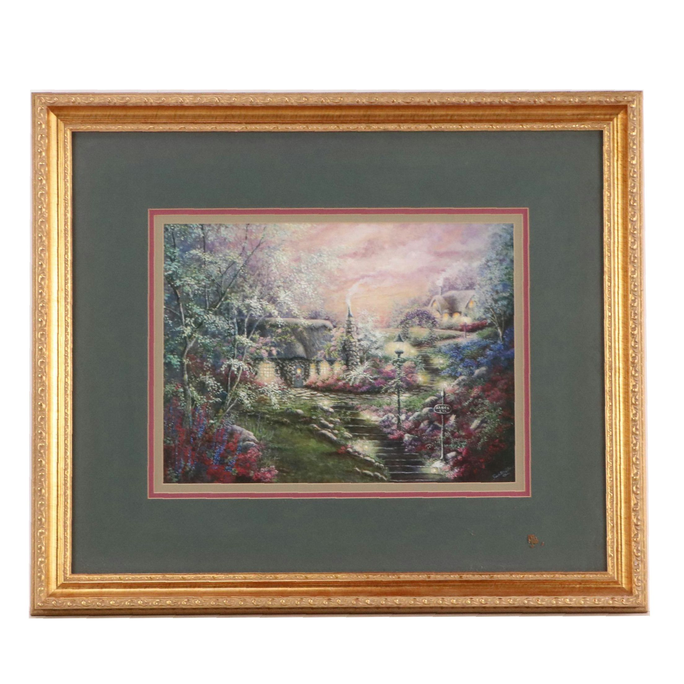 Offset Lithograph Fantasy Landscape After Judith Shaw, 20th Century