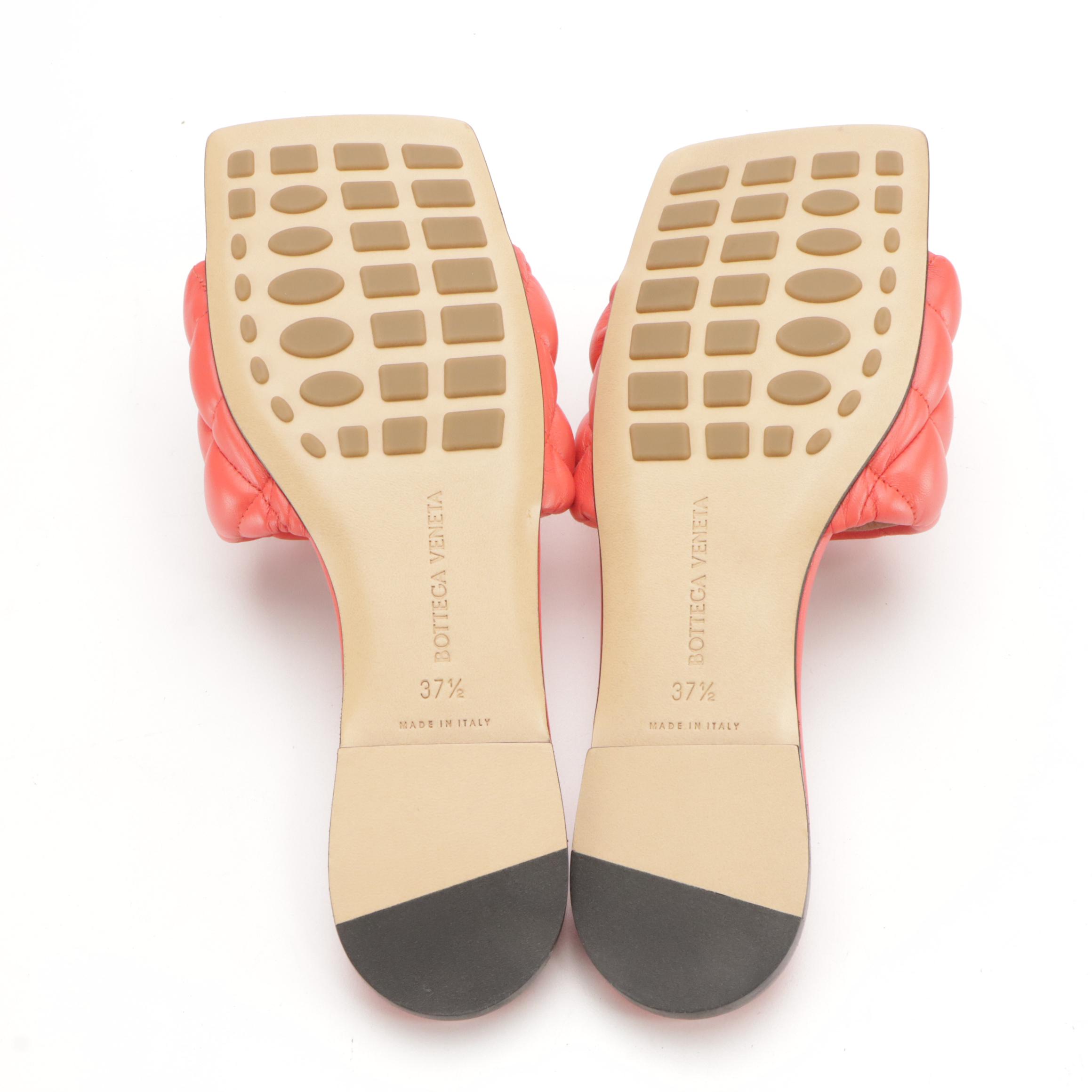 Bottega Veneta Square-Toe Padded Slides in Leather