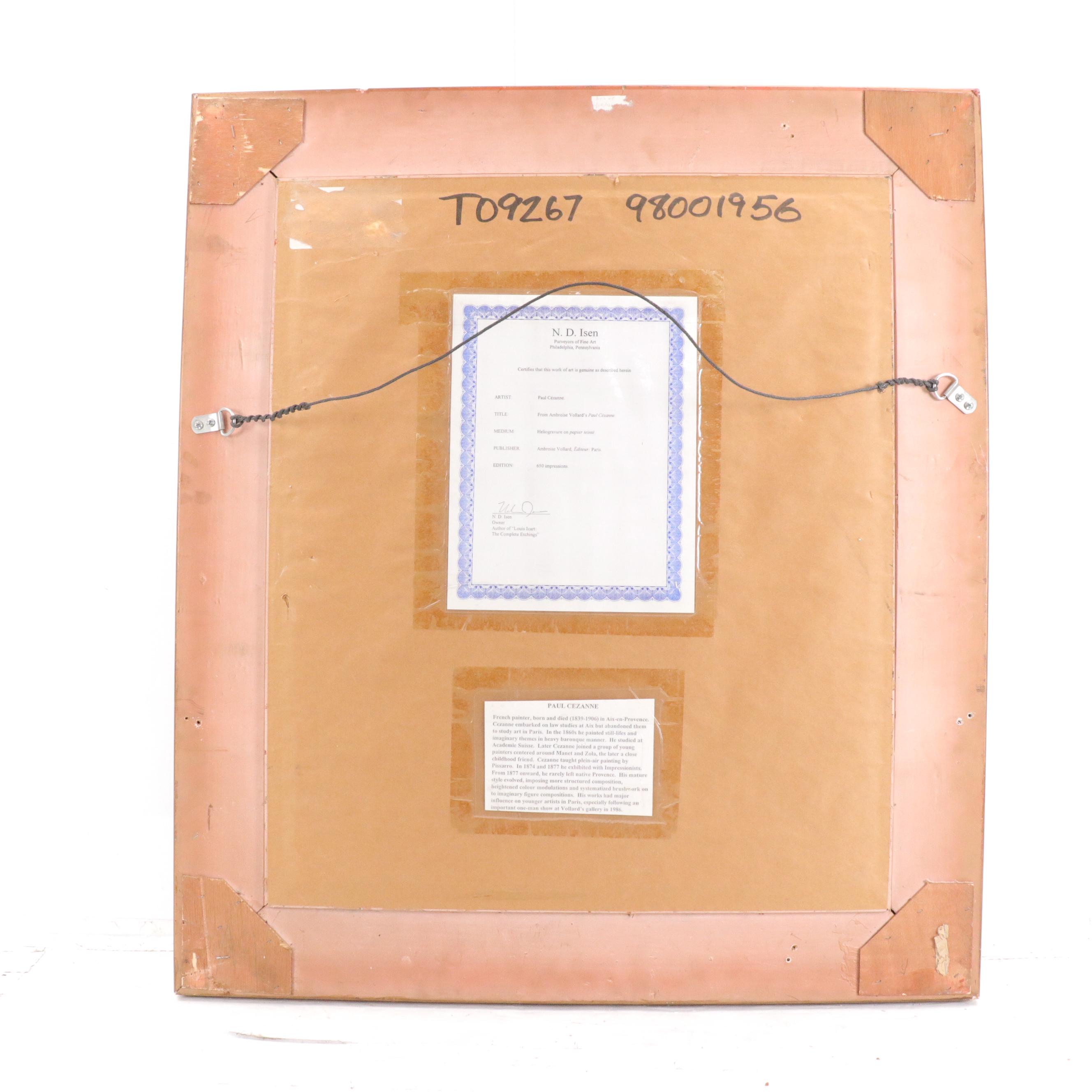 After Paul Cézanne Heliogravure from Ambroise Vollard's "Paul Cezanne"