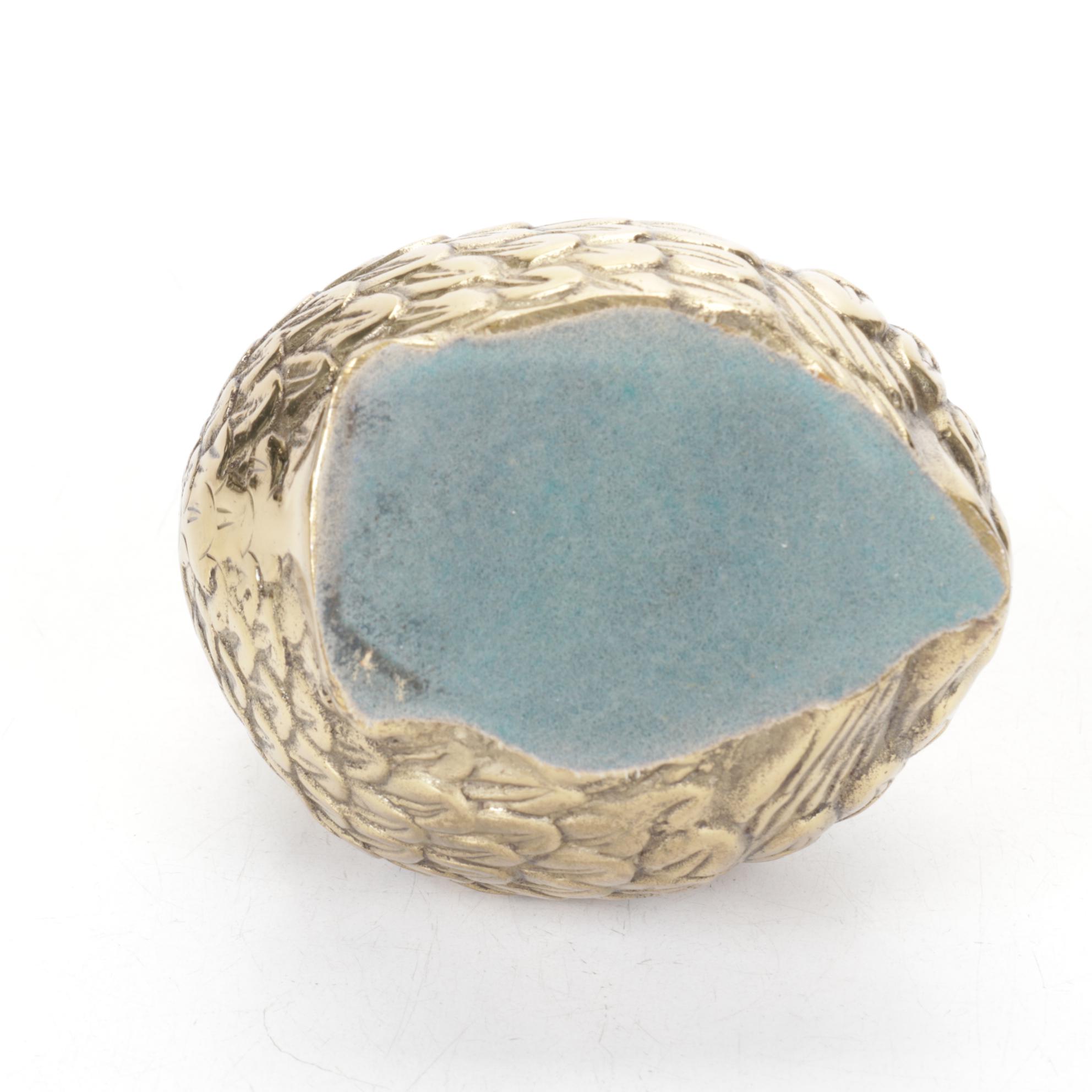 Mid Century Modern Brass Quail Family Figural Paperweights