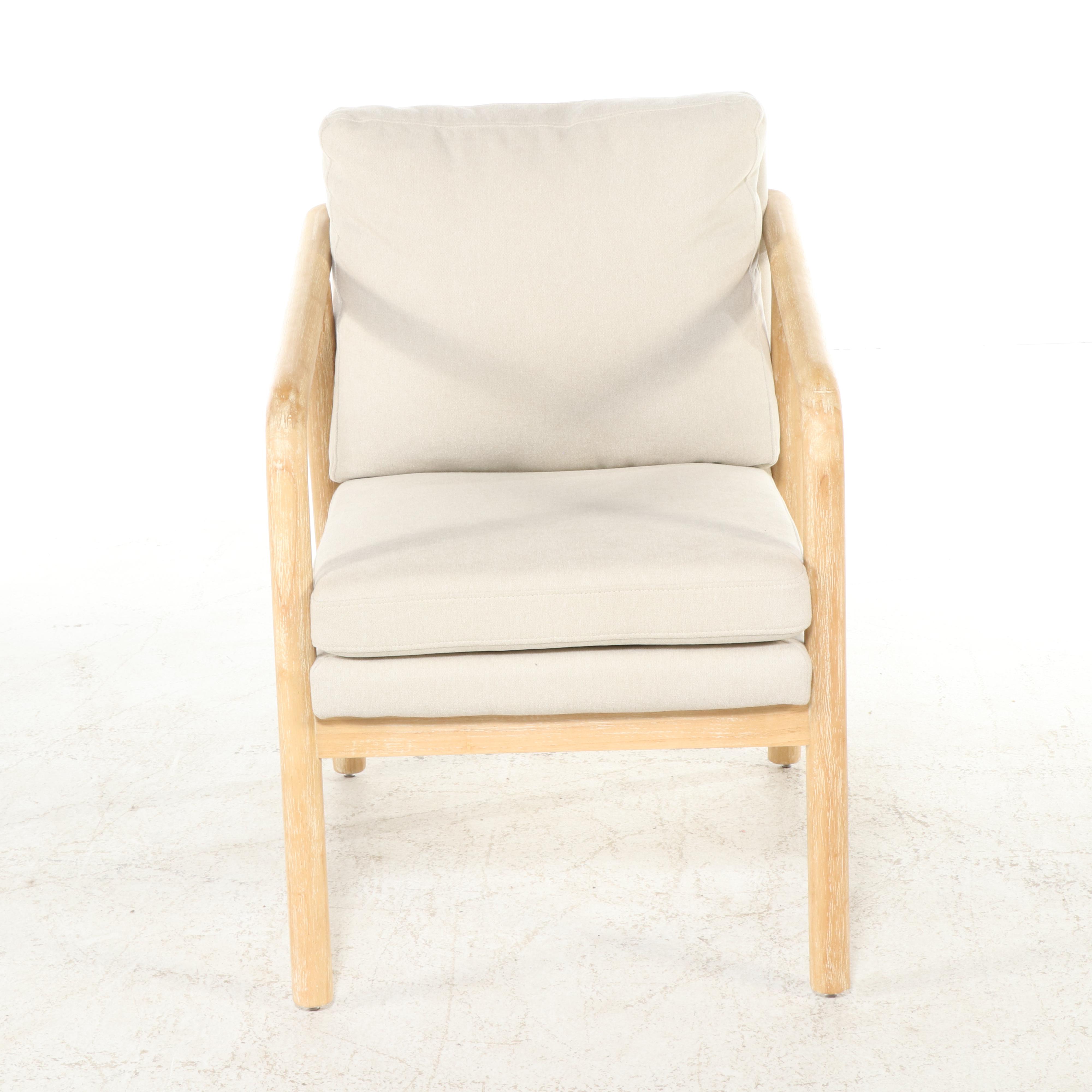 Pair of Target "Tufeld" Modernist Style Cerused Wood Armchairs