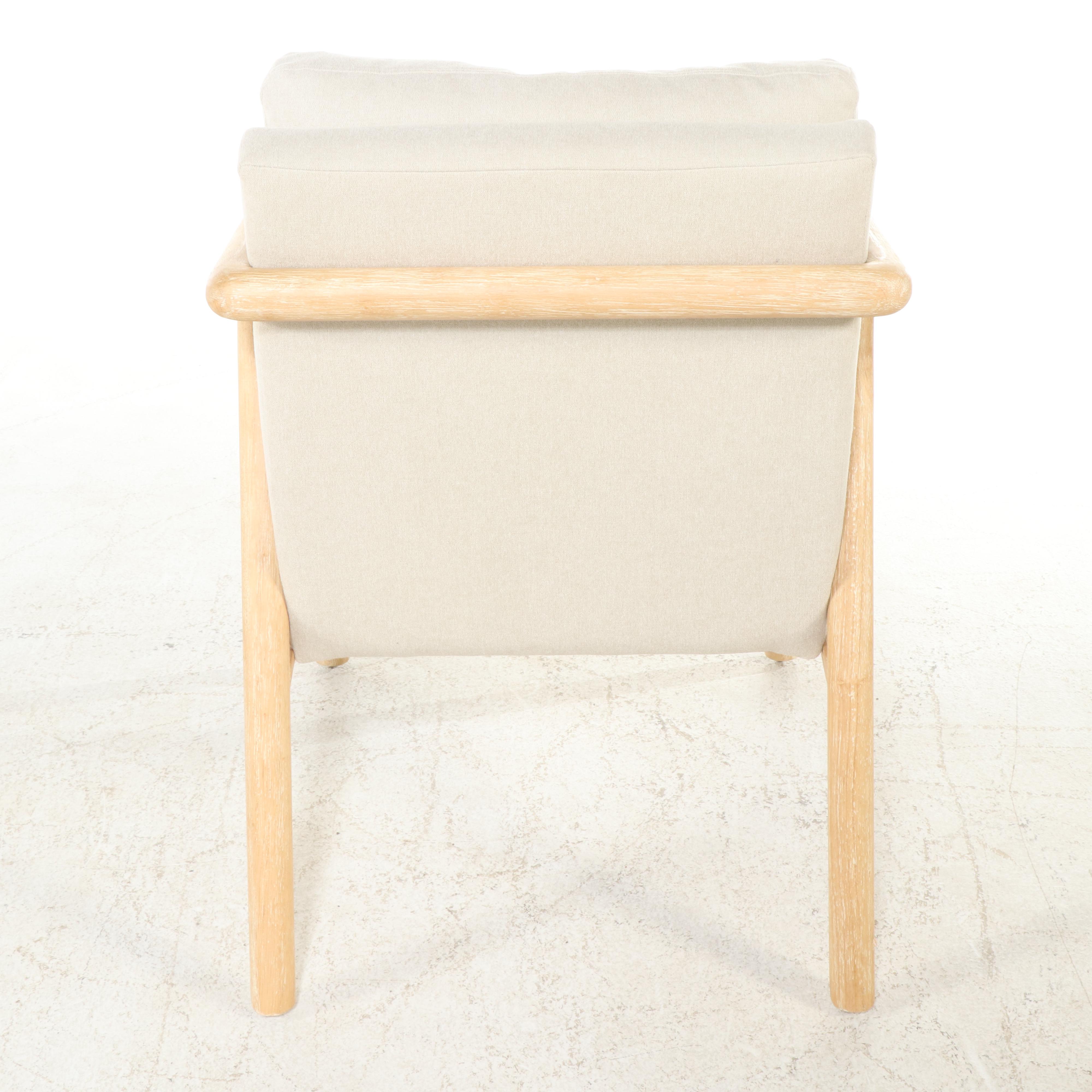 Pair of Target "Tufeld" Modernist Style Cerused Wood Armchairs