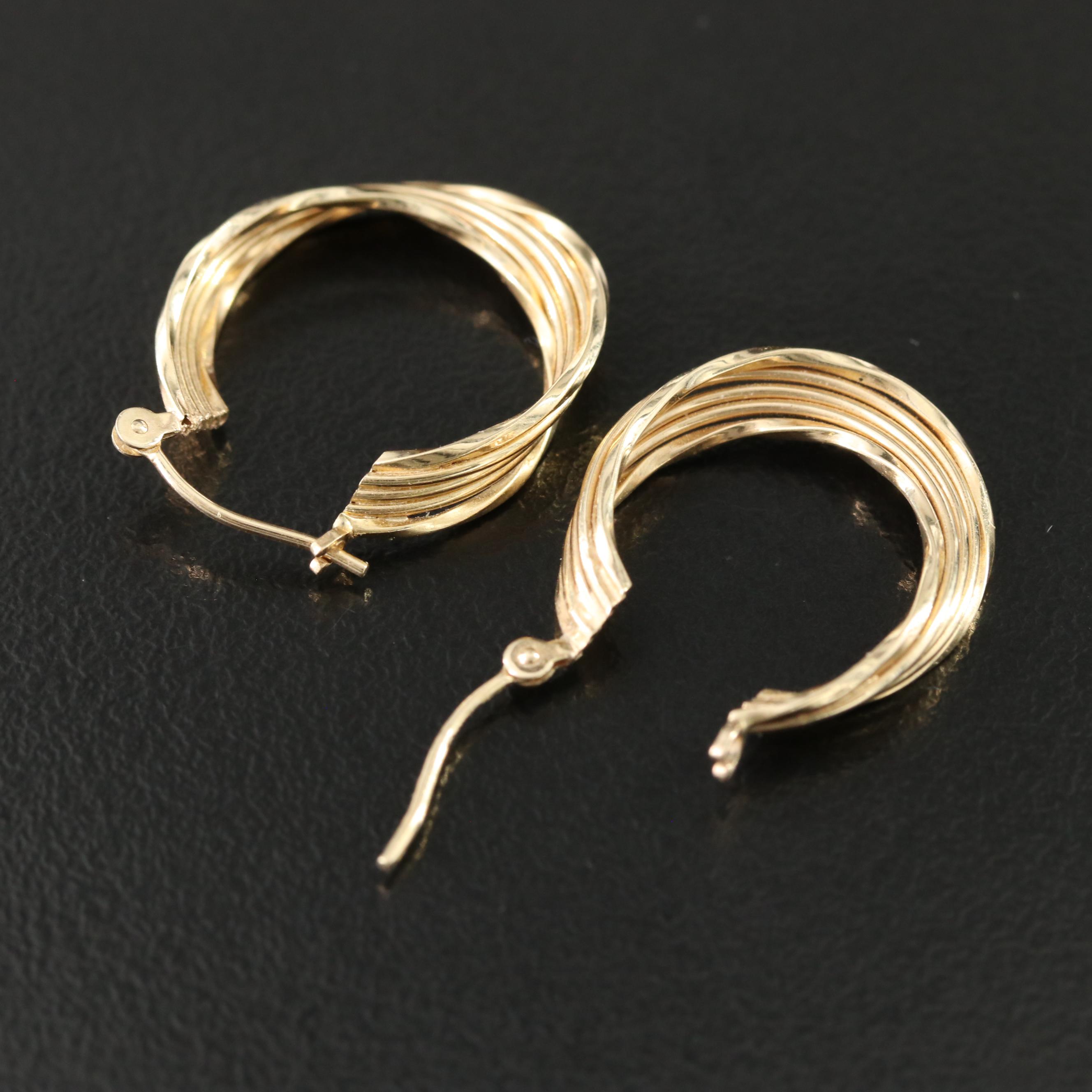 14K Twist Hoop Earrings