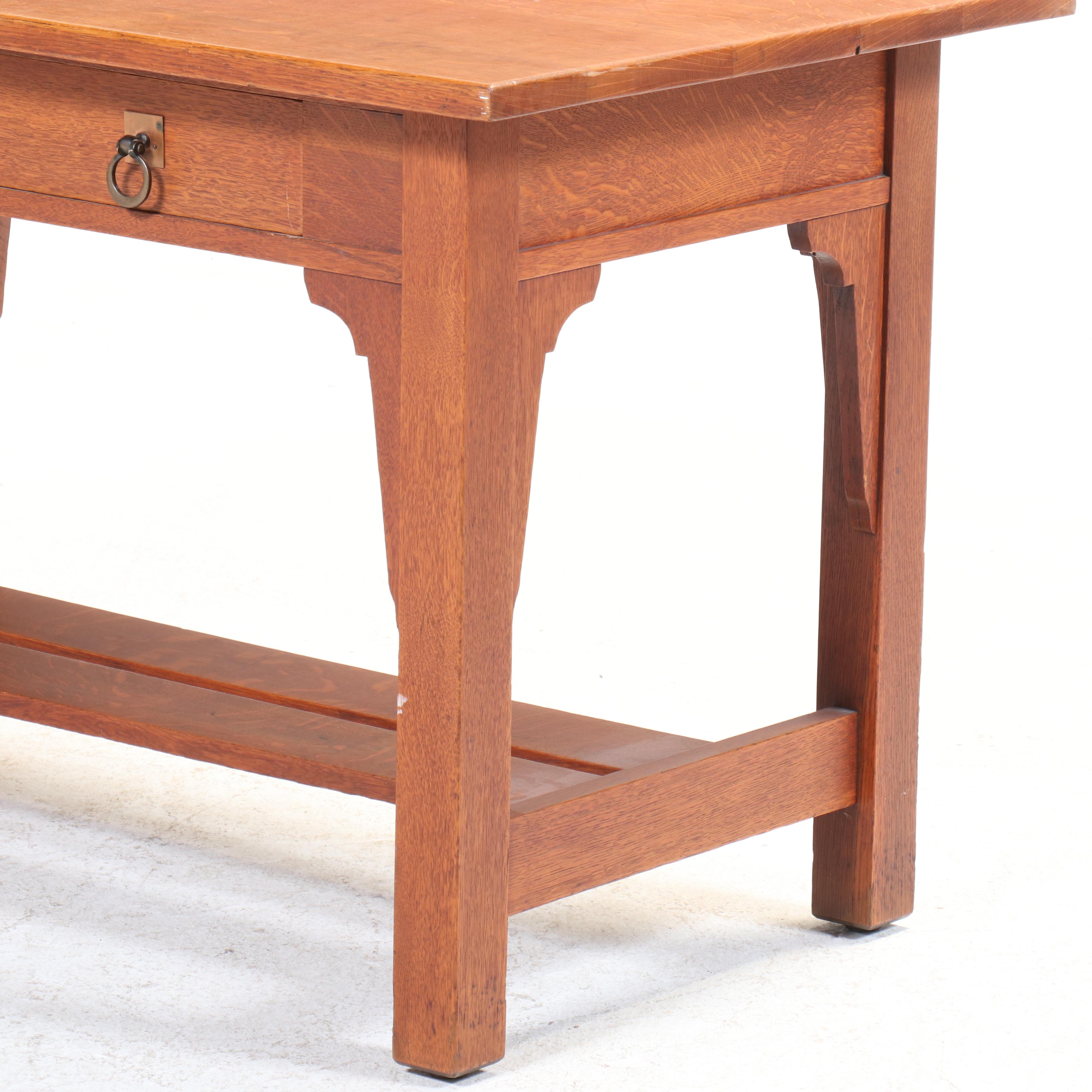 Stickley Bros. Arts and Crafts Quartersawn Oak Library Table, Early 20th Century