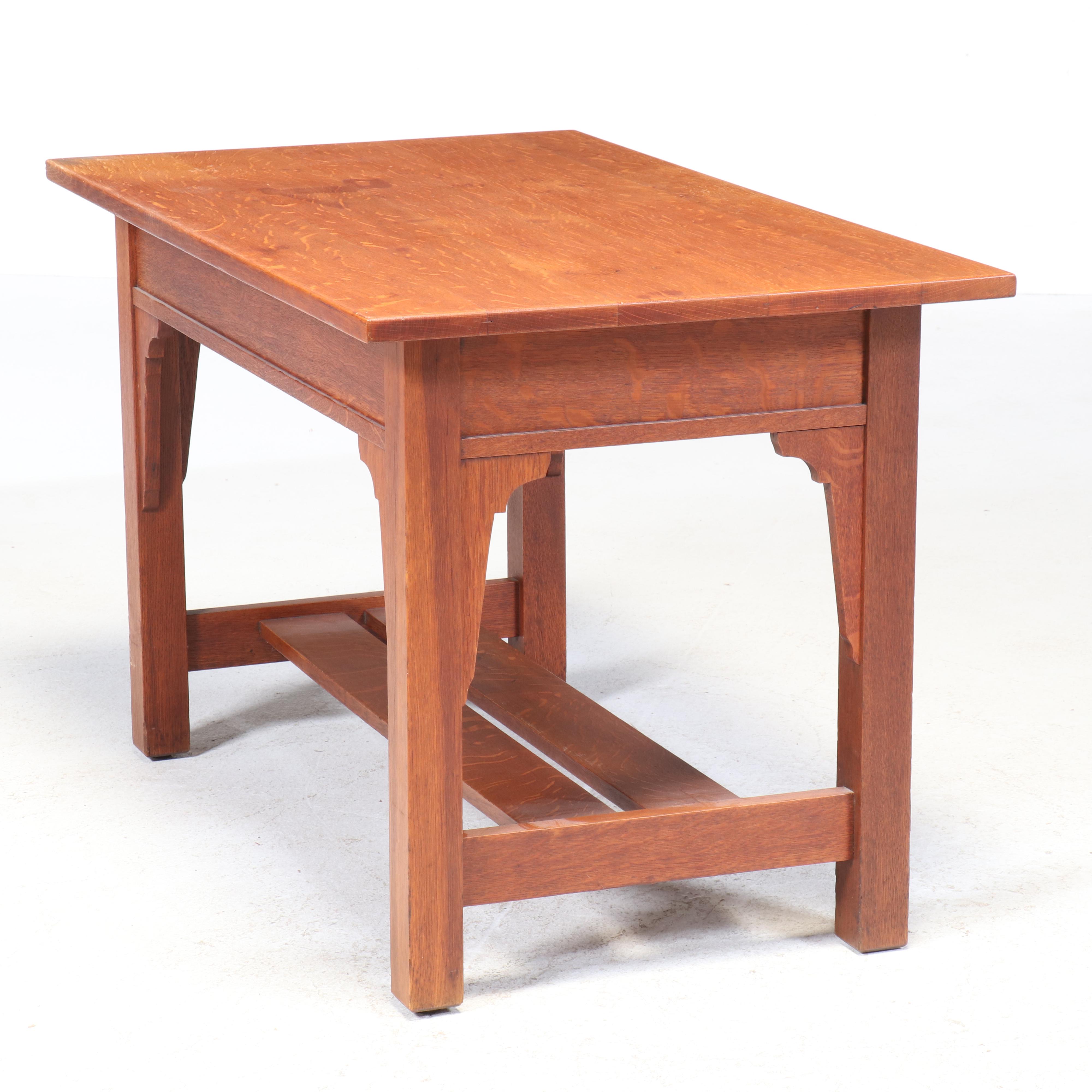 Stickley Bros. Arts and Crafts Quartersawn Oak Library Table, Early 20th Century