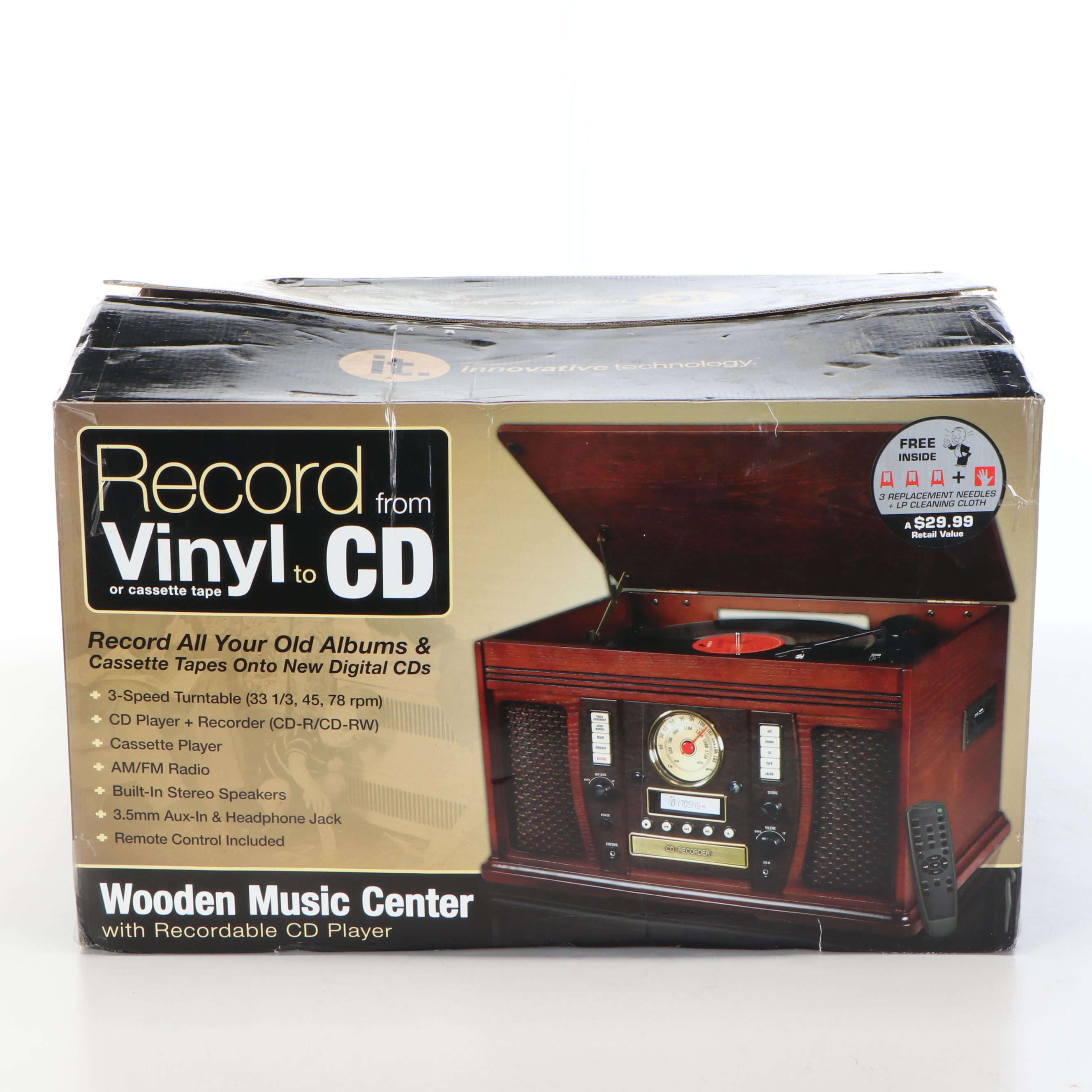 Innovative Technology Tabletop Radio Turntable with Cassette Tape and CD Player