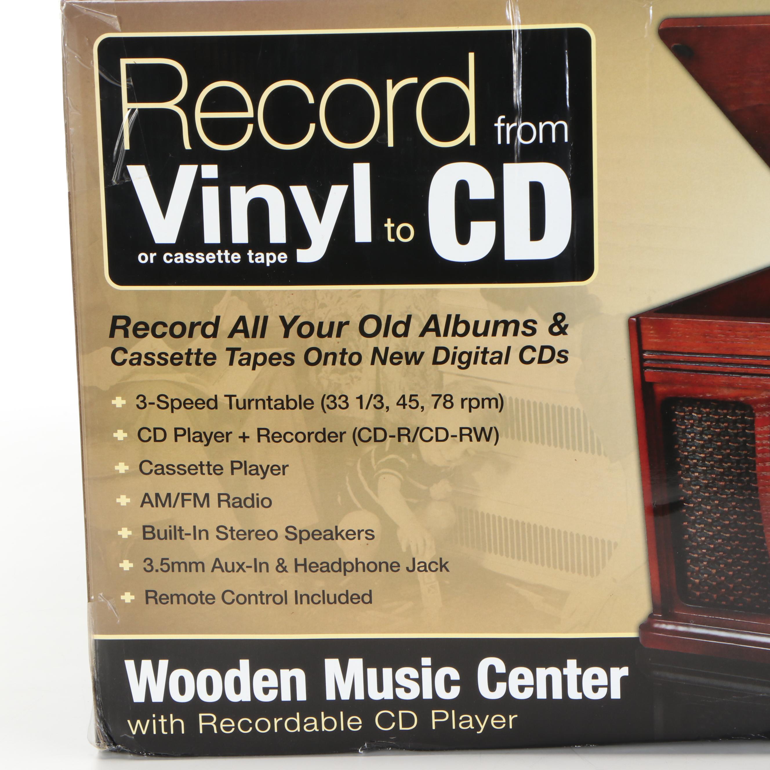 Innovative Technology Tabletop Radio Turntable with Cassette Tape and CD Player