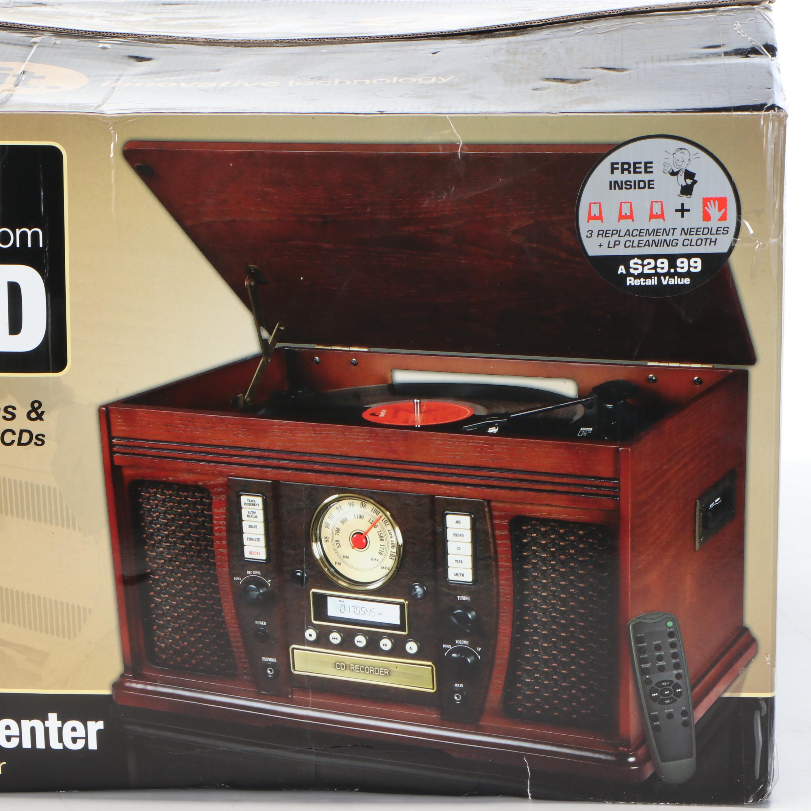 Innovative Technology Tabletop Radio Turntable with Cassette Tape and CD Player