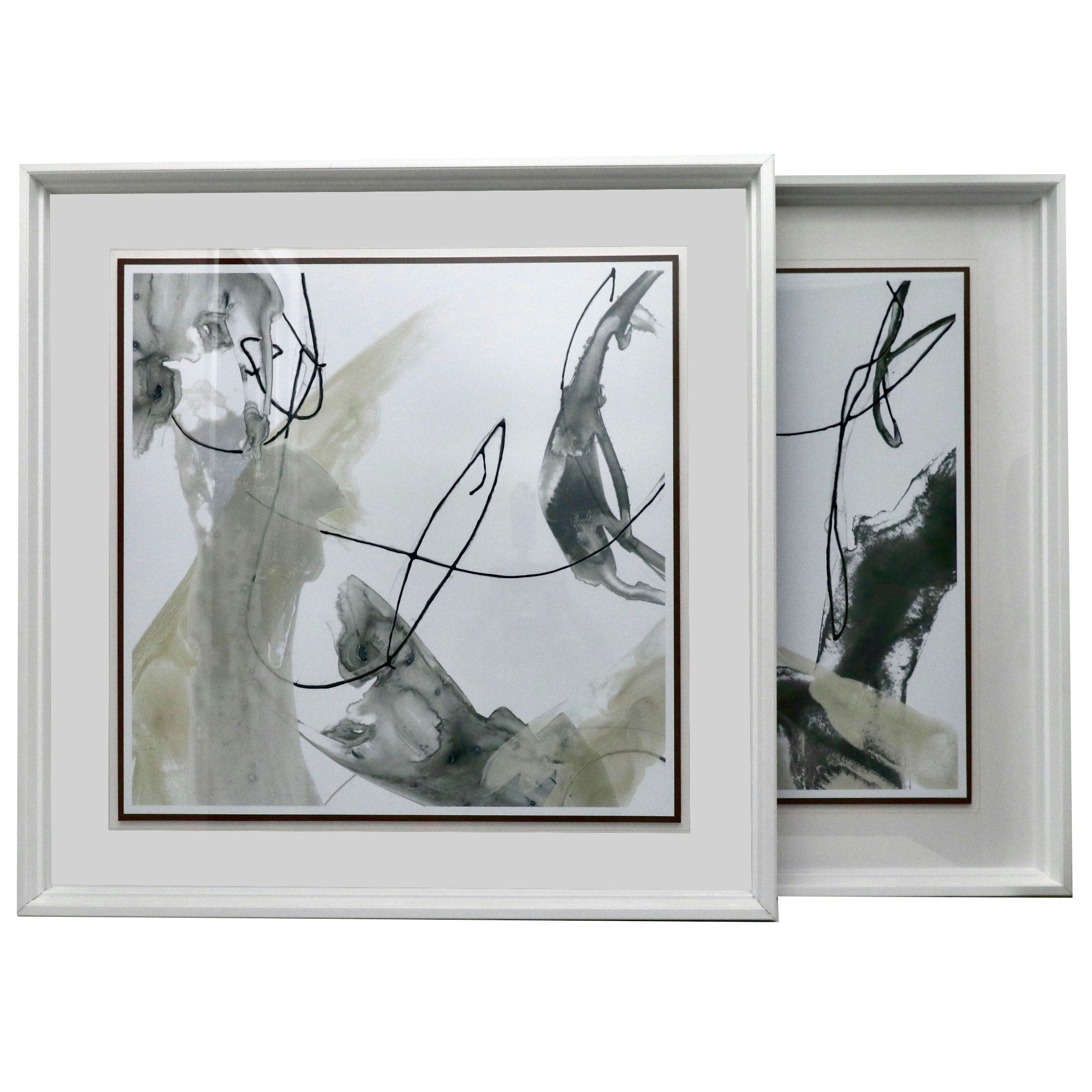 Abstract Digital Prints "Monochrome Momentum I and II" After June Erica Vess