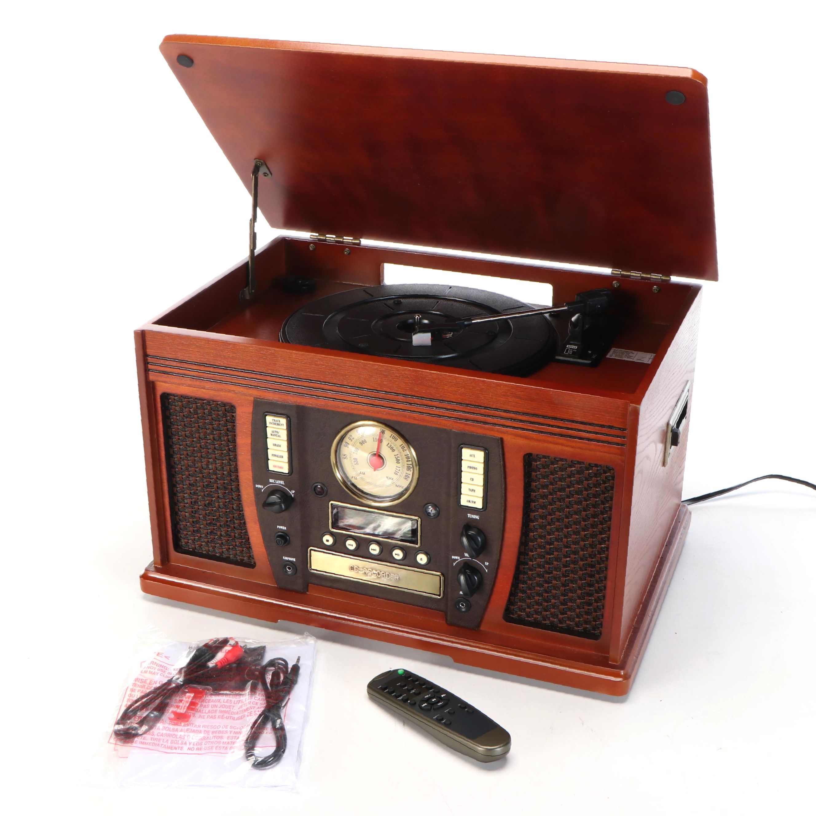 Innovative Technology Tabletop Radio Turntable with Cassette Tape and CD Player