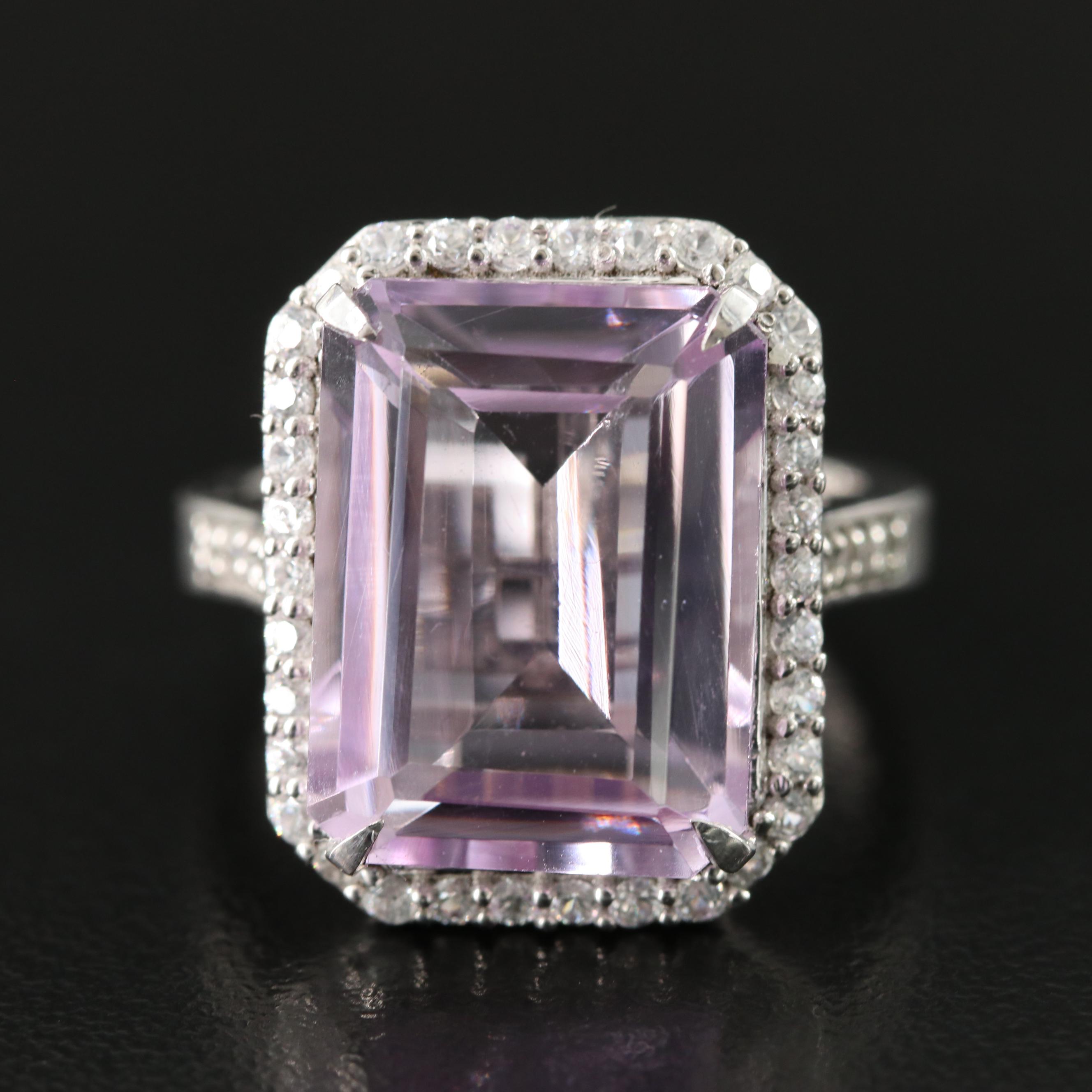 Sterling Amethyst and Zircon Ring