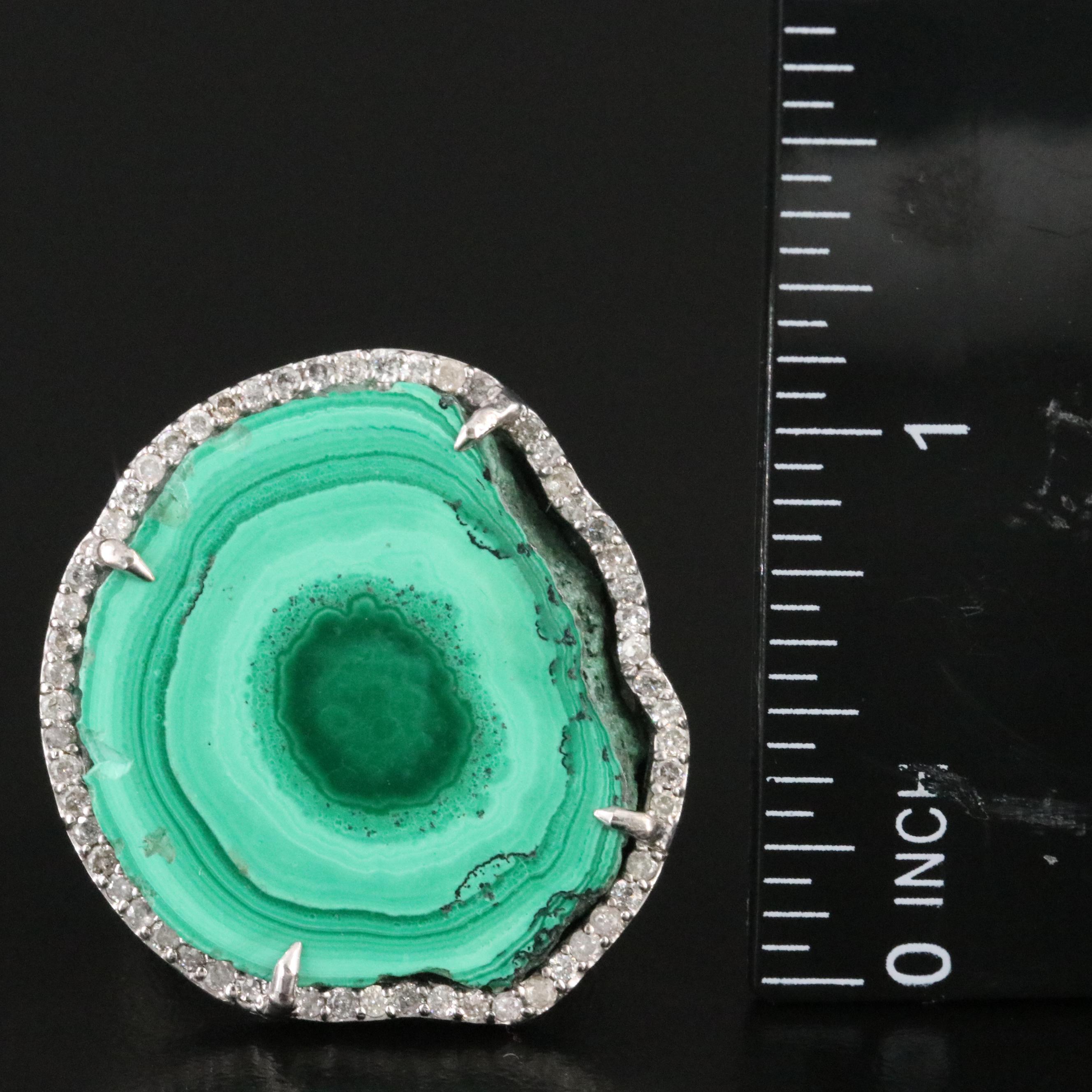 Sheryl Lowe Sterling Malachite and 1.22 CTW Diamond Ring