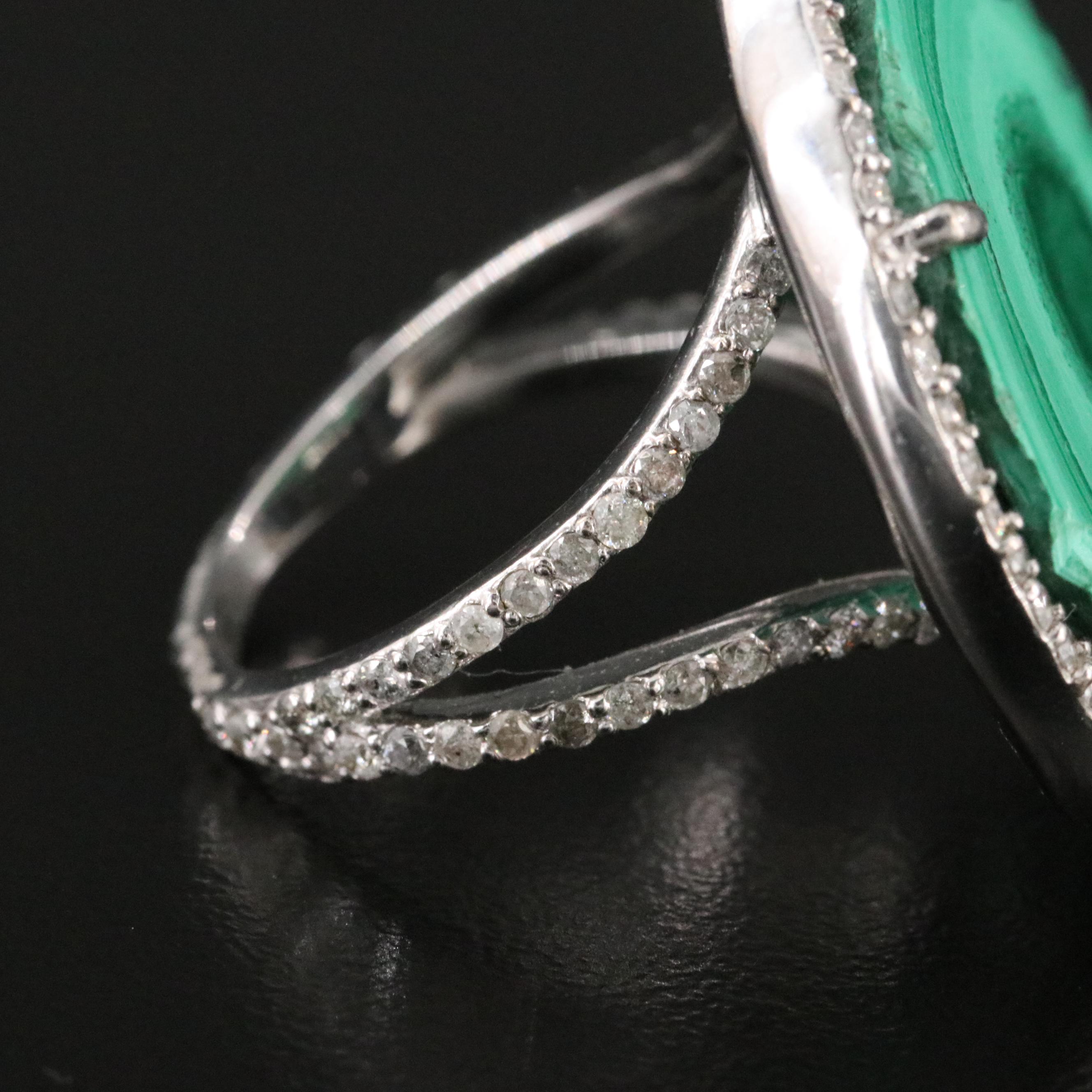 Sheryl Lowe Sterling Malachite and 1.22 CTW Diamond Ring