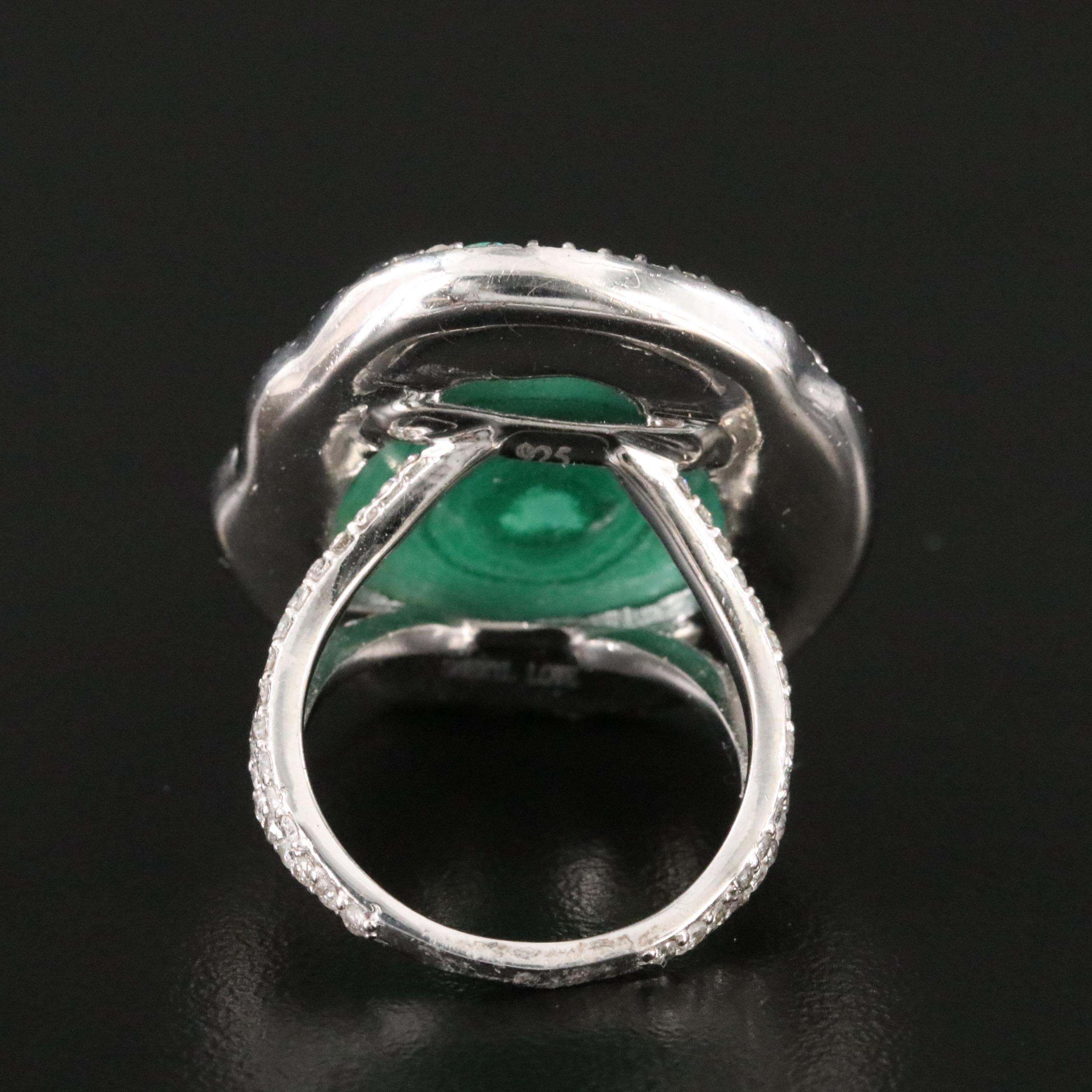 Sheryl Lowe Sterling Malachite and 1.22 CTW Diamond Ring