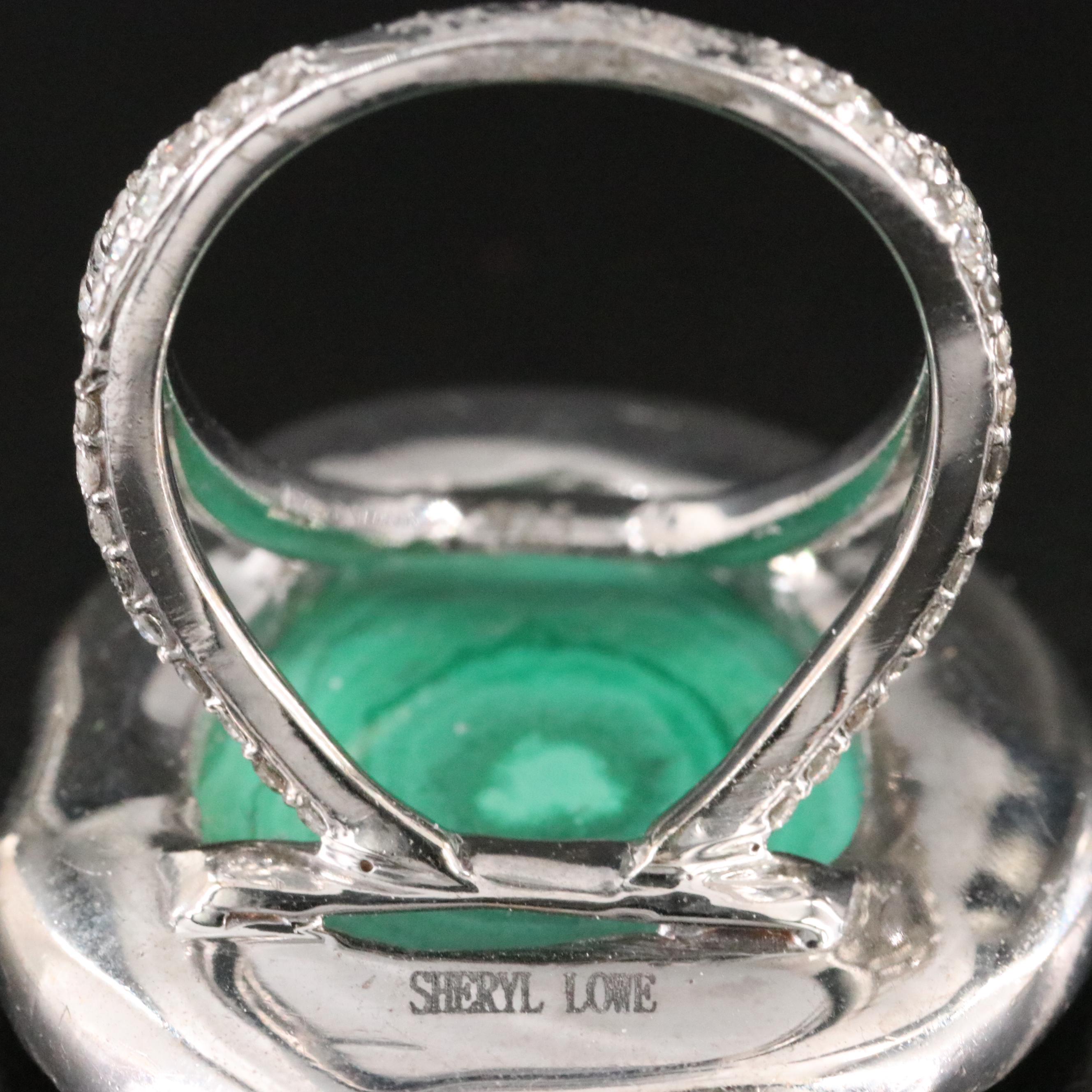 Sheryl Lowe Sterling Malachite and 1.22 CTW Diamond Ring