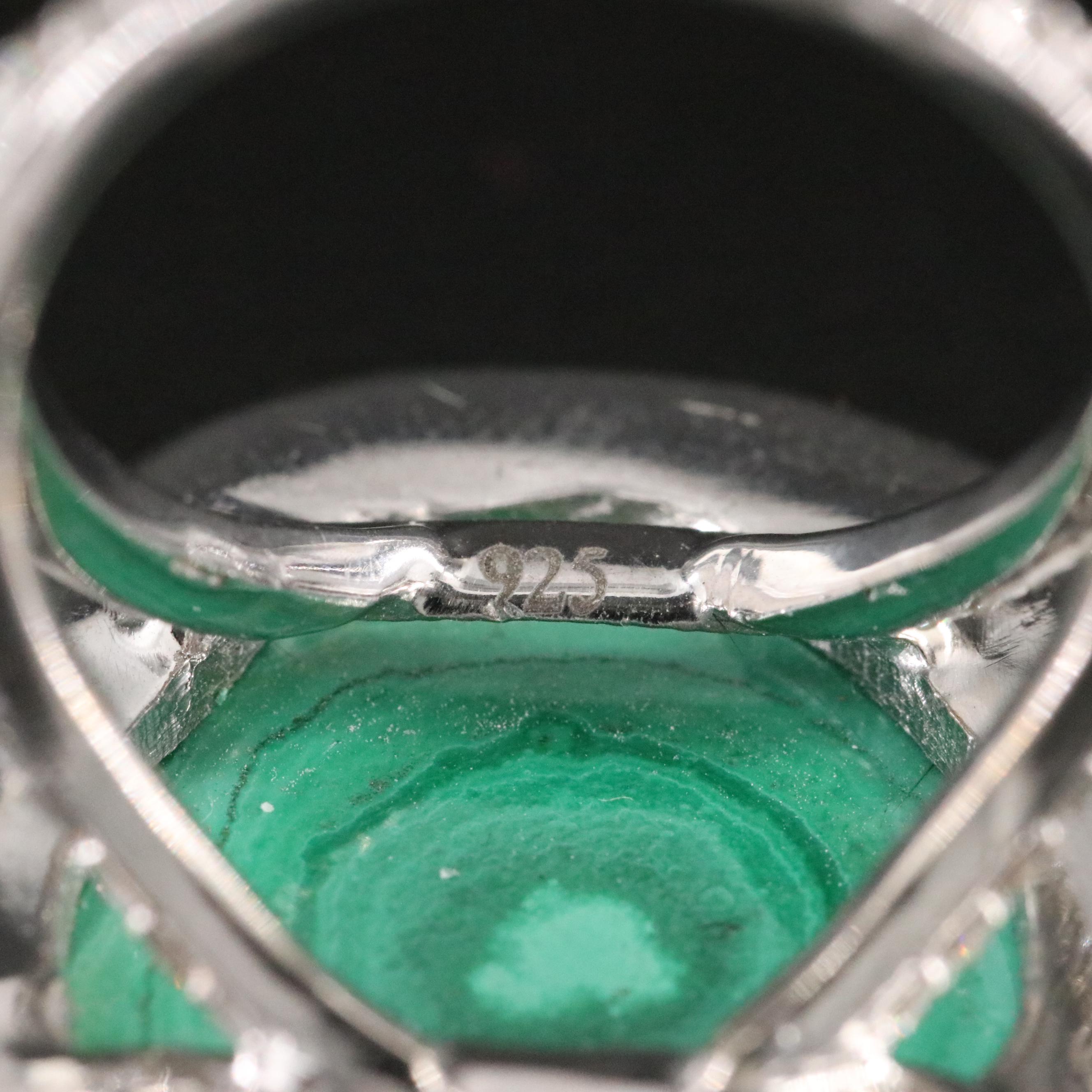 Sheryl Lowe Sterling Malachite and 1.22 CTW Diamond Ring