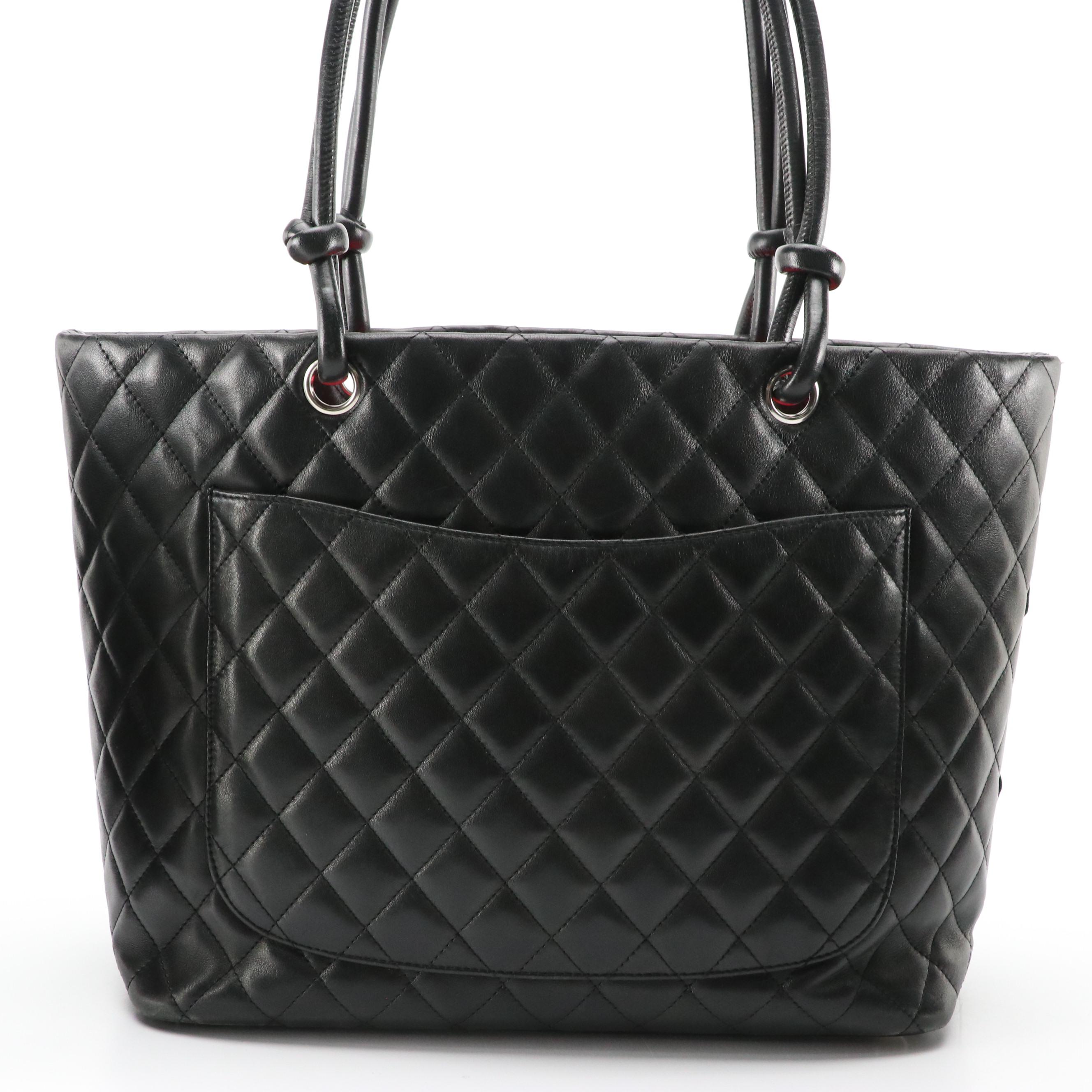 Chanel Large Cambon Patent Leather CC Shoulder Bag in Black Quilted Calfskin