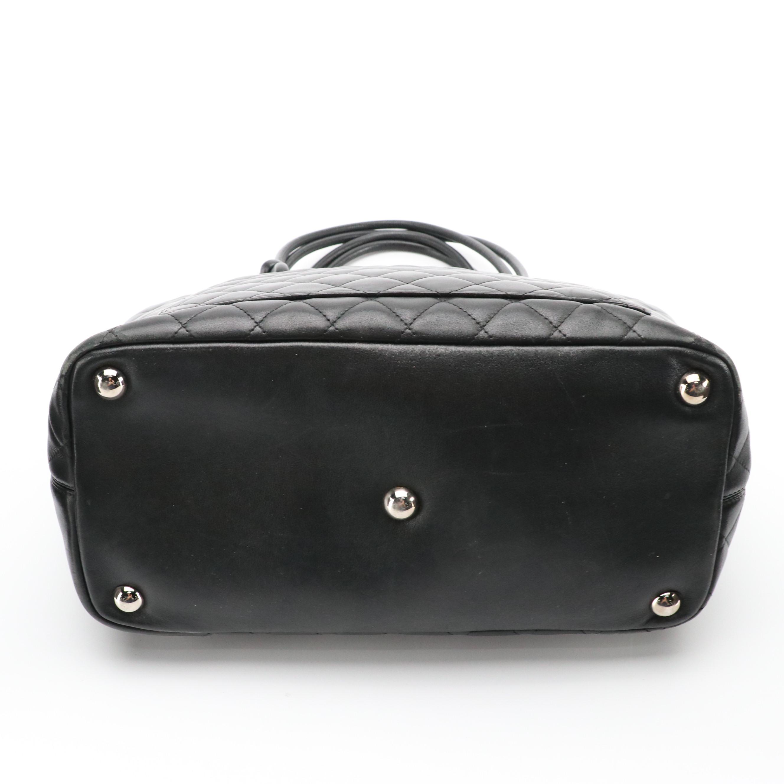 Chanel Large Cambon Patent Leather CC Shoulder Bag in Black Quilted Calfskin