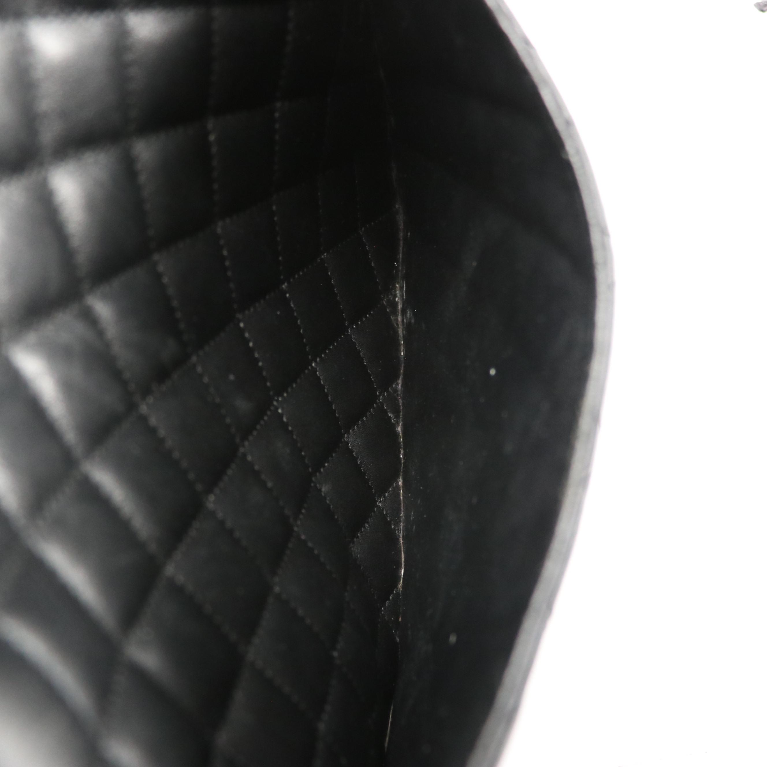 Chanel Large Cambon Patent Leather CC Shoulder Bag in Black Quilted Calfskin