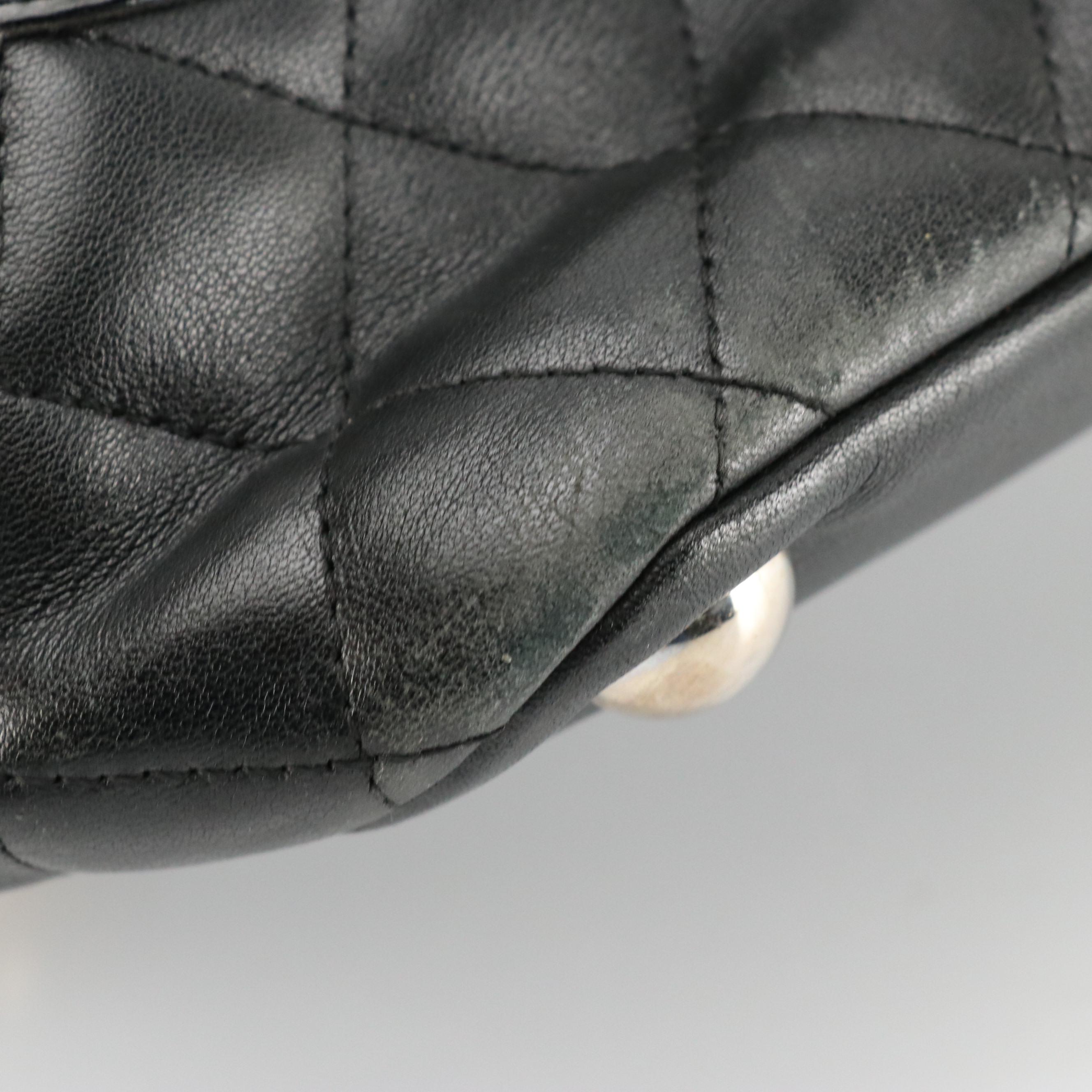 Chanel Large Cambon Patent Leather CC Shoulder Bag in Black Quilted Calfskin