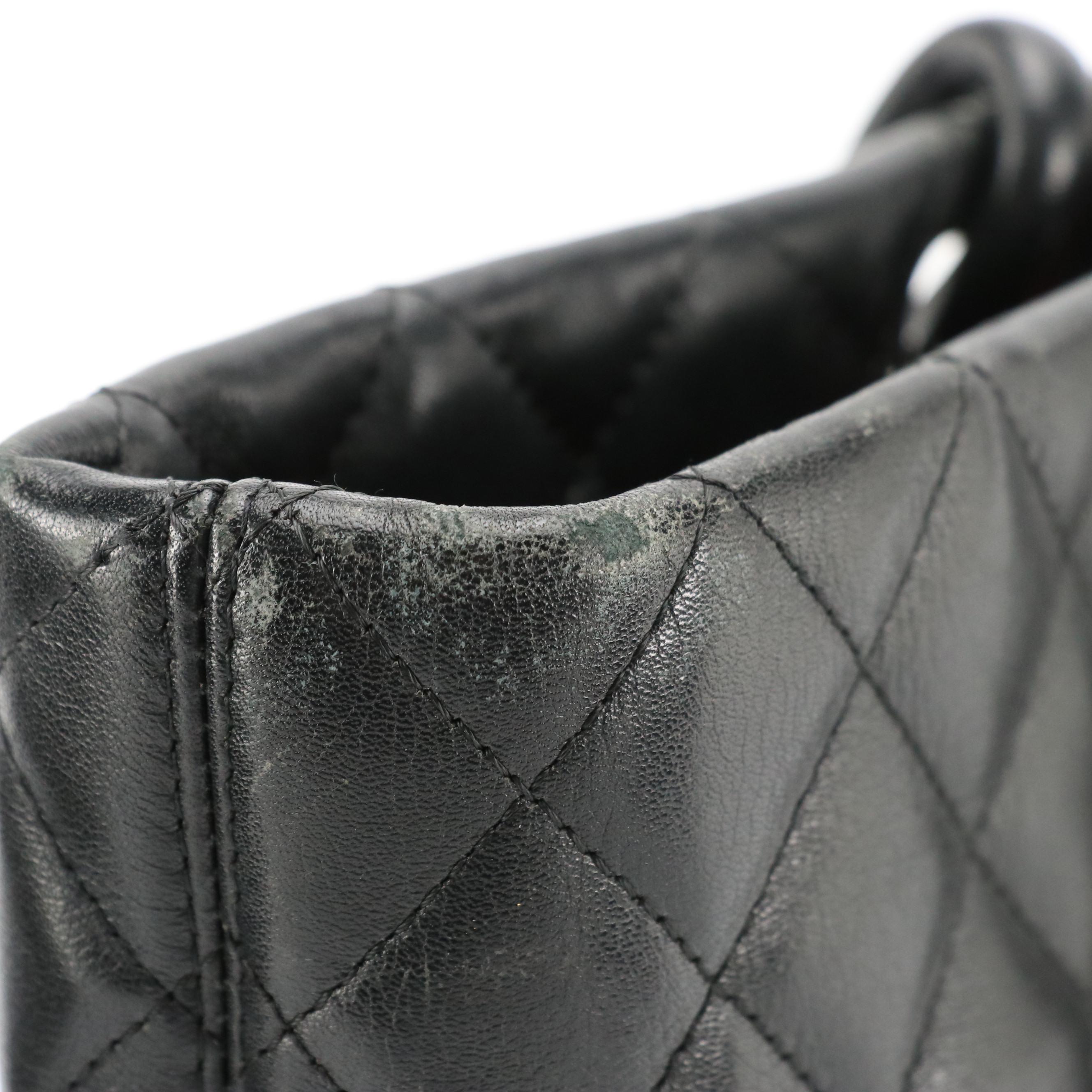 Chanel Large Cambon Patent Leather CC Shoulder Bag in Black Quilted Calfskin