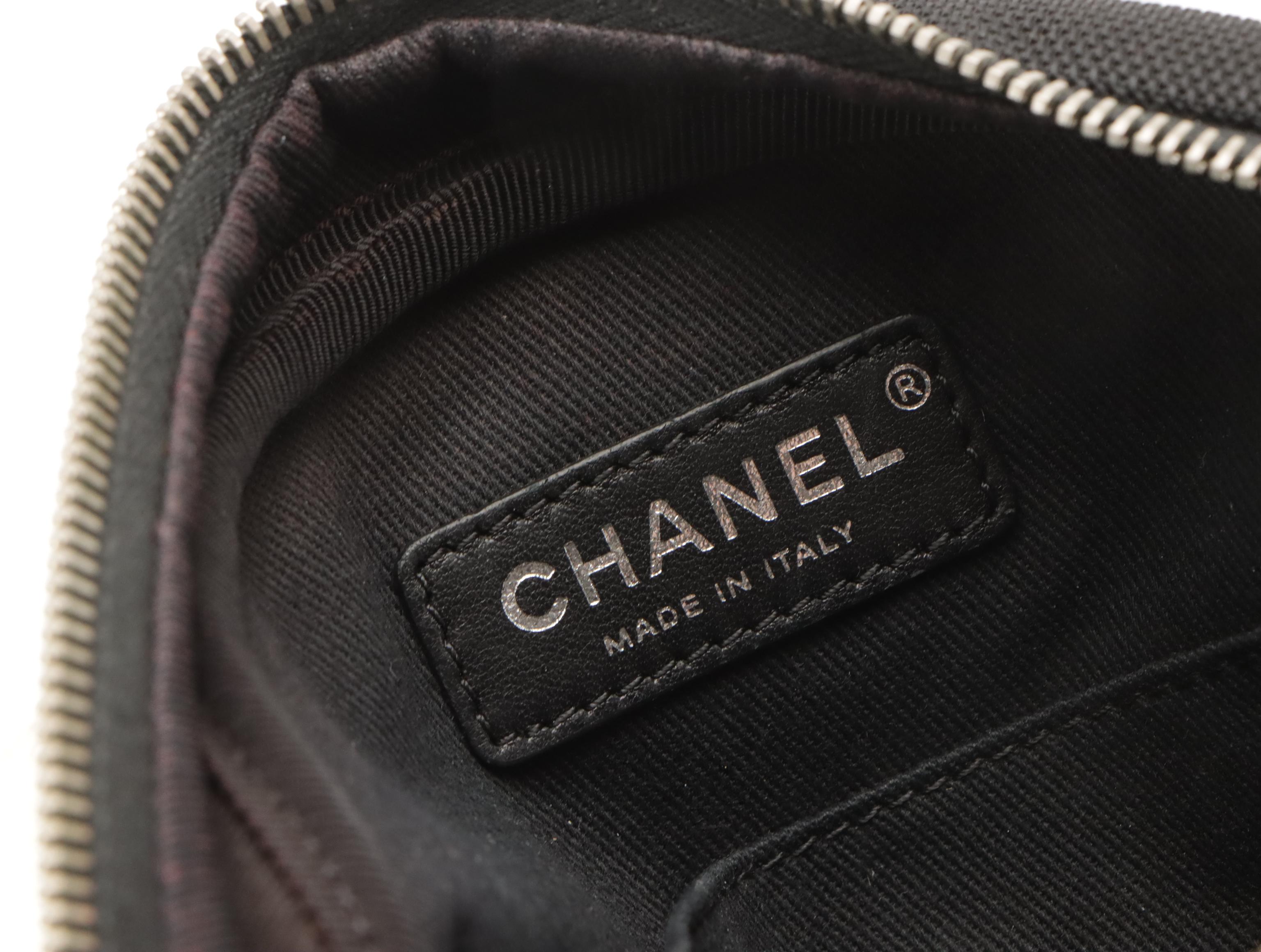 Chanel Airlines Round Crossbody Bag in Multicolored Rubber & Black Toile Canvas