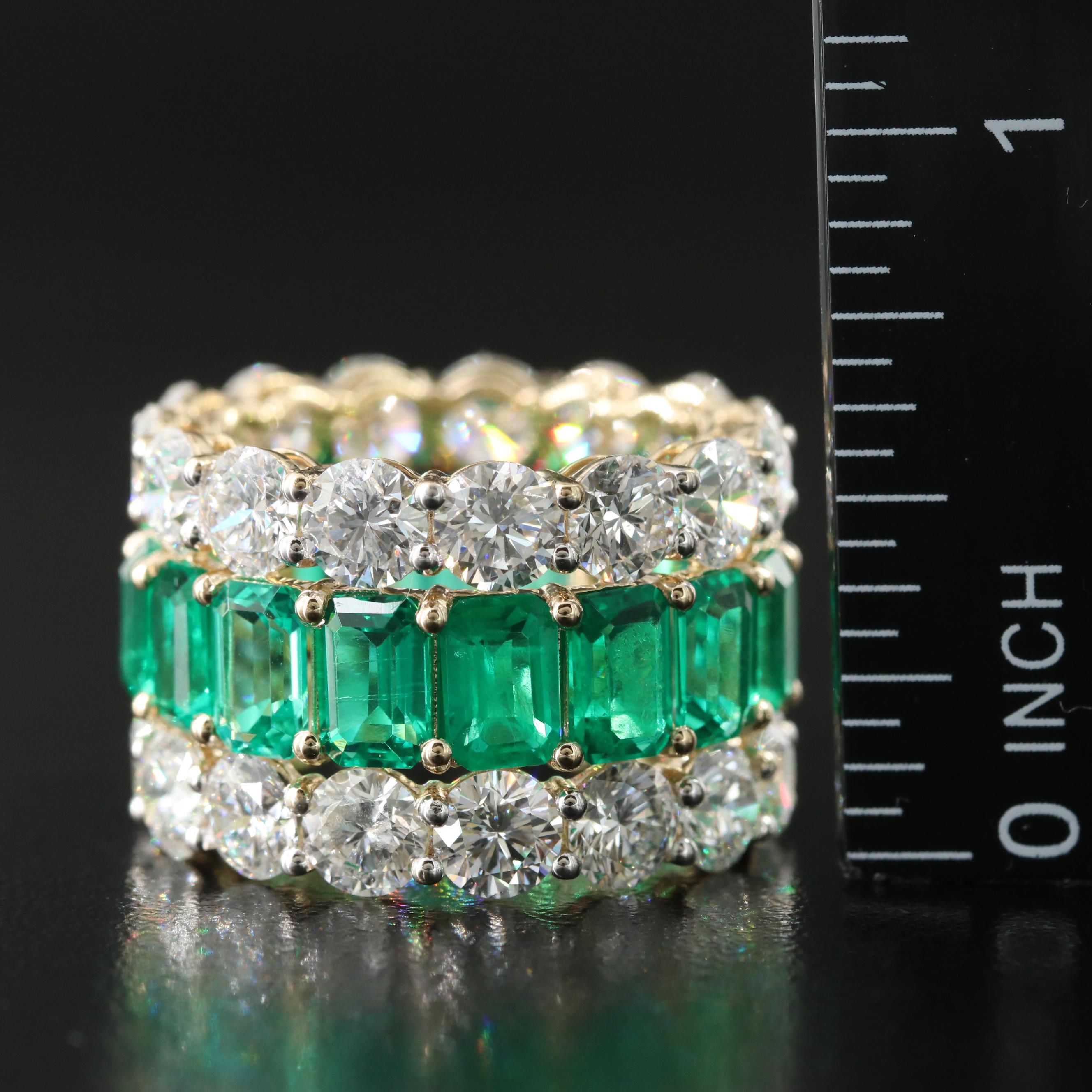 14K 10.32 CTW Lab Grown Diamond and Emerald Eternity Band