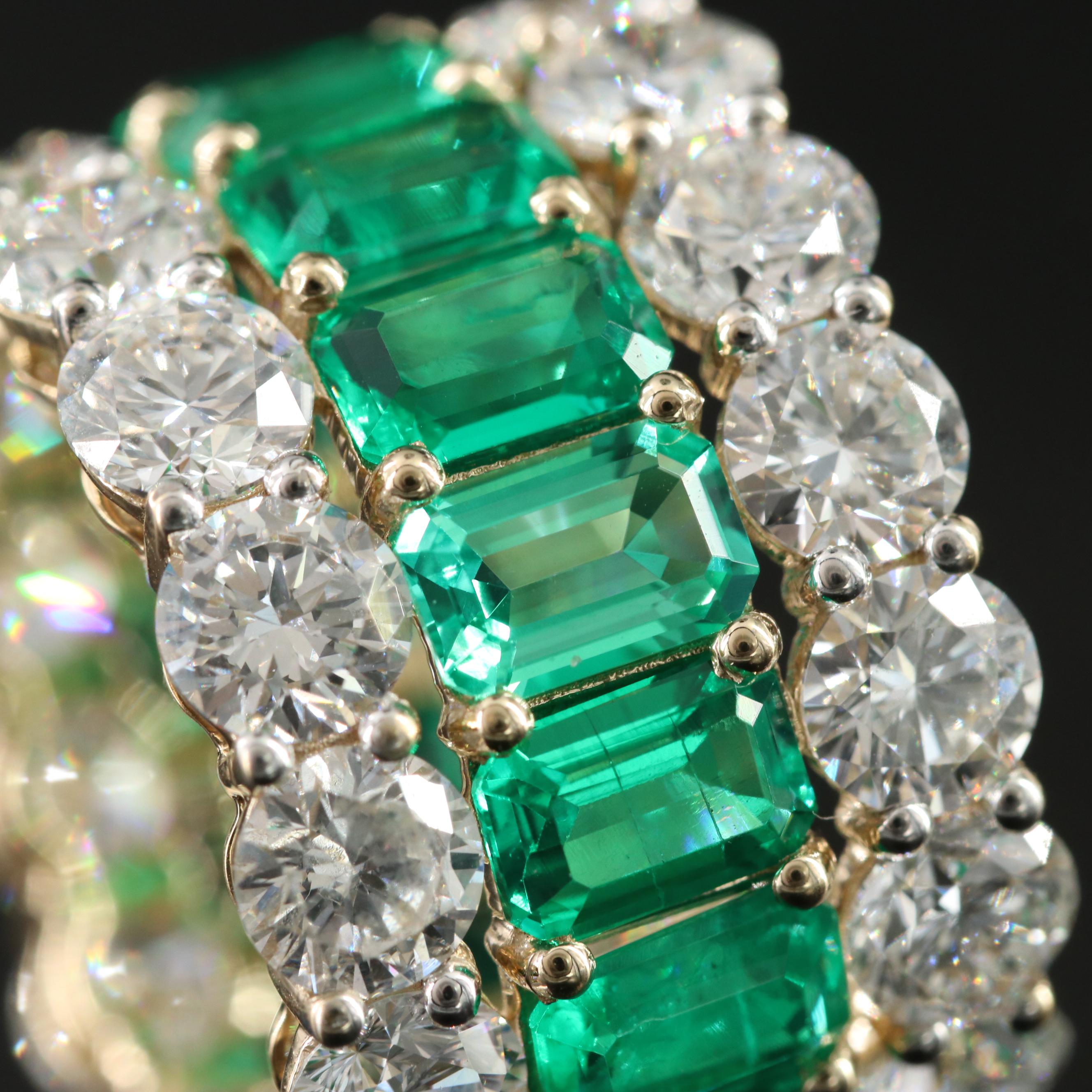 14K 10.32 CTW Lab Grown Diamond and Emerald Eternity Band