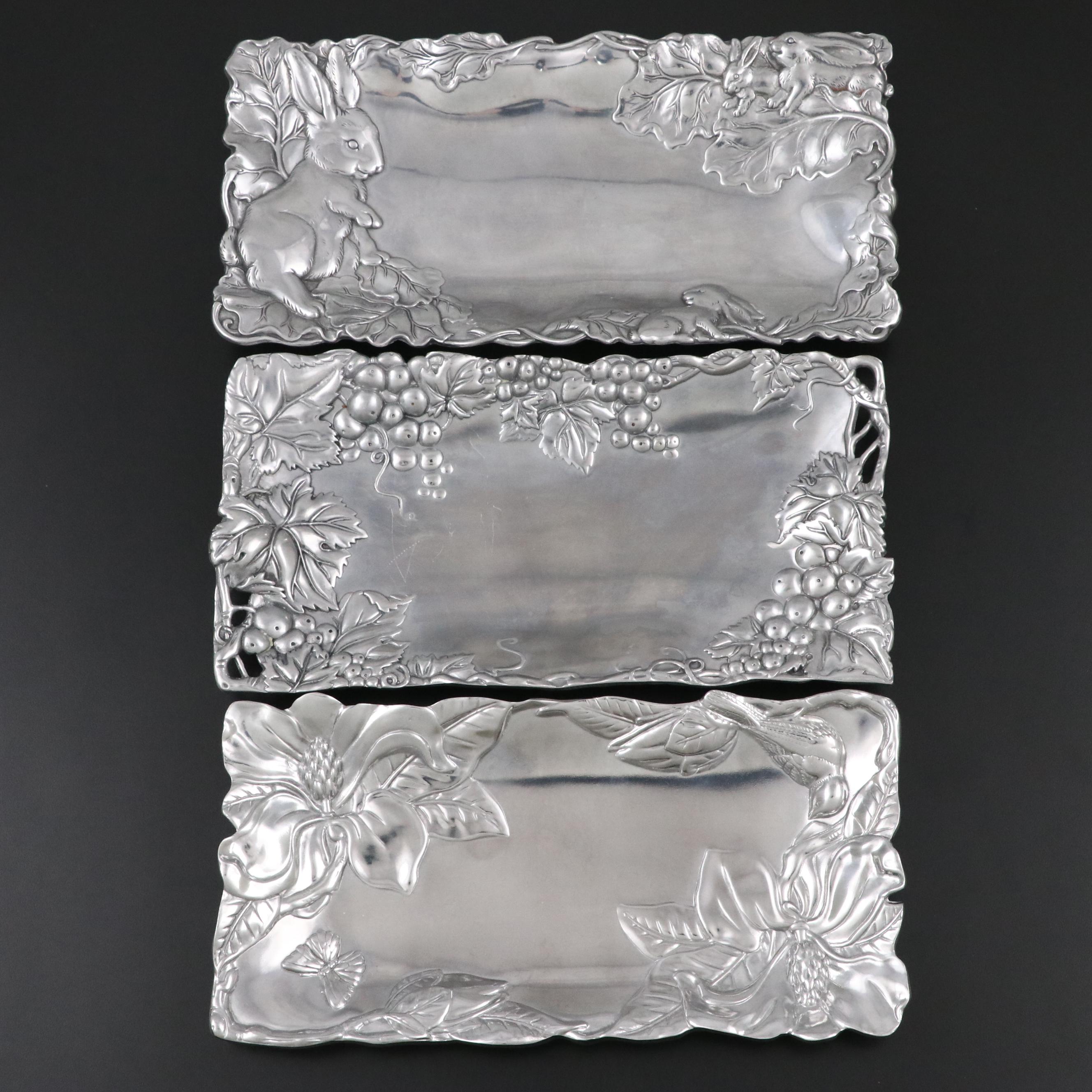 Arthur Court Rabbit, Floral and Other Aluminum Platters
