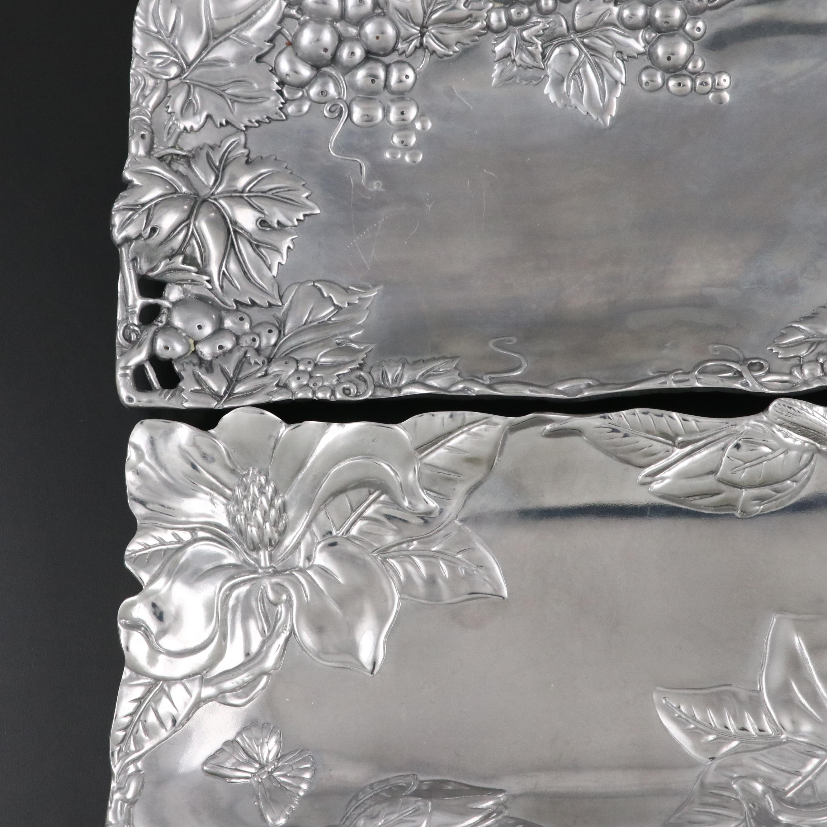 Arthur Court Rabbit, Floral and Other Aluminum Platters