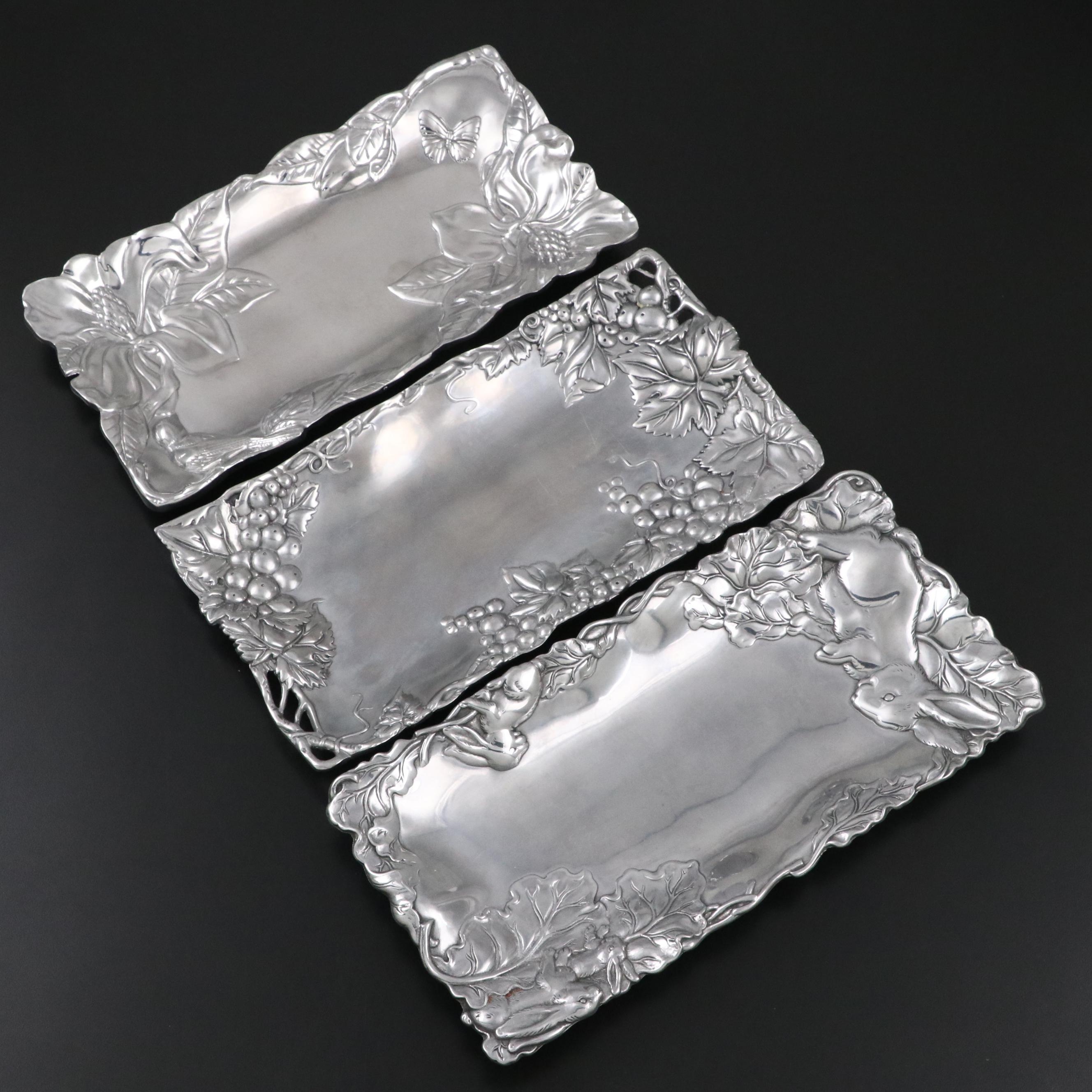 Arthur Court Rabbit, Floral and Other Aluminum Platters