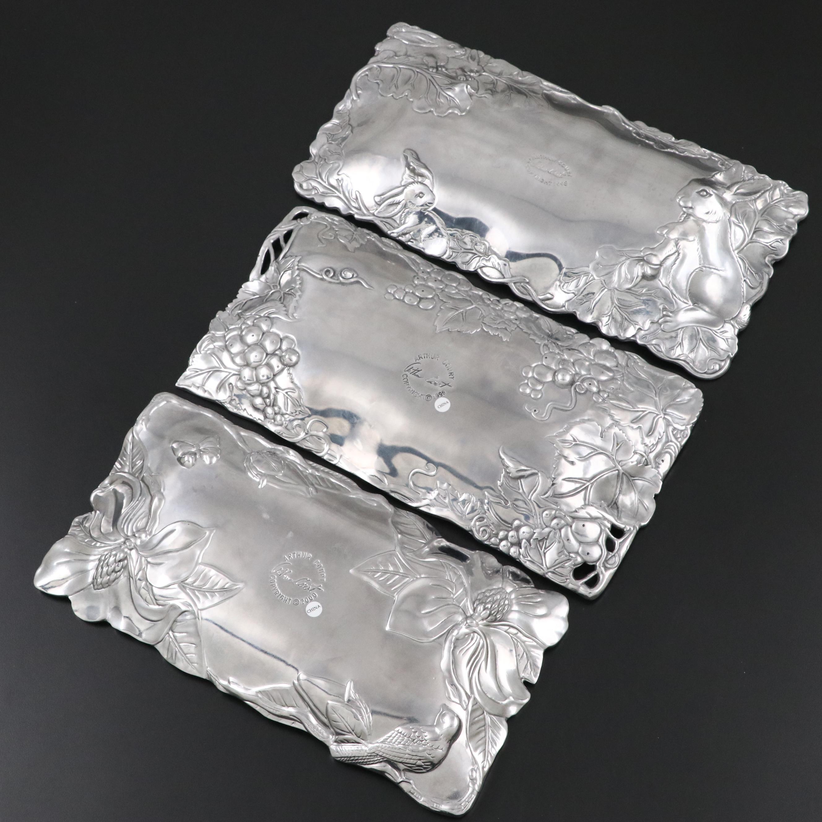 Arthur Court Rabbit, Floral and Other Aluminum Platters