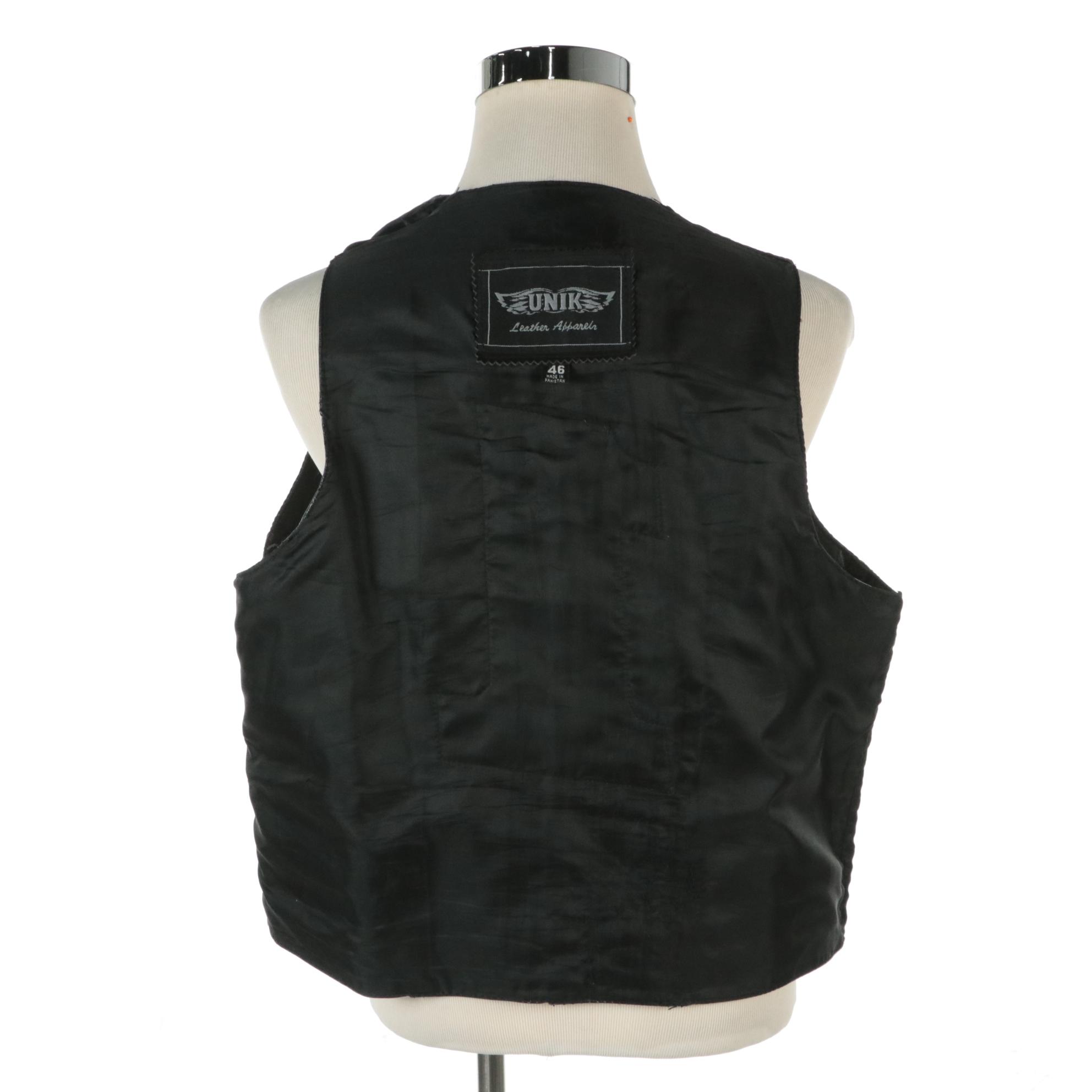 Men's MAS Leather Motorcycle Jacket and Unik Leather Patch Vest