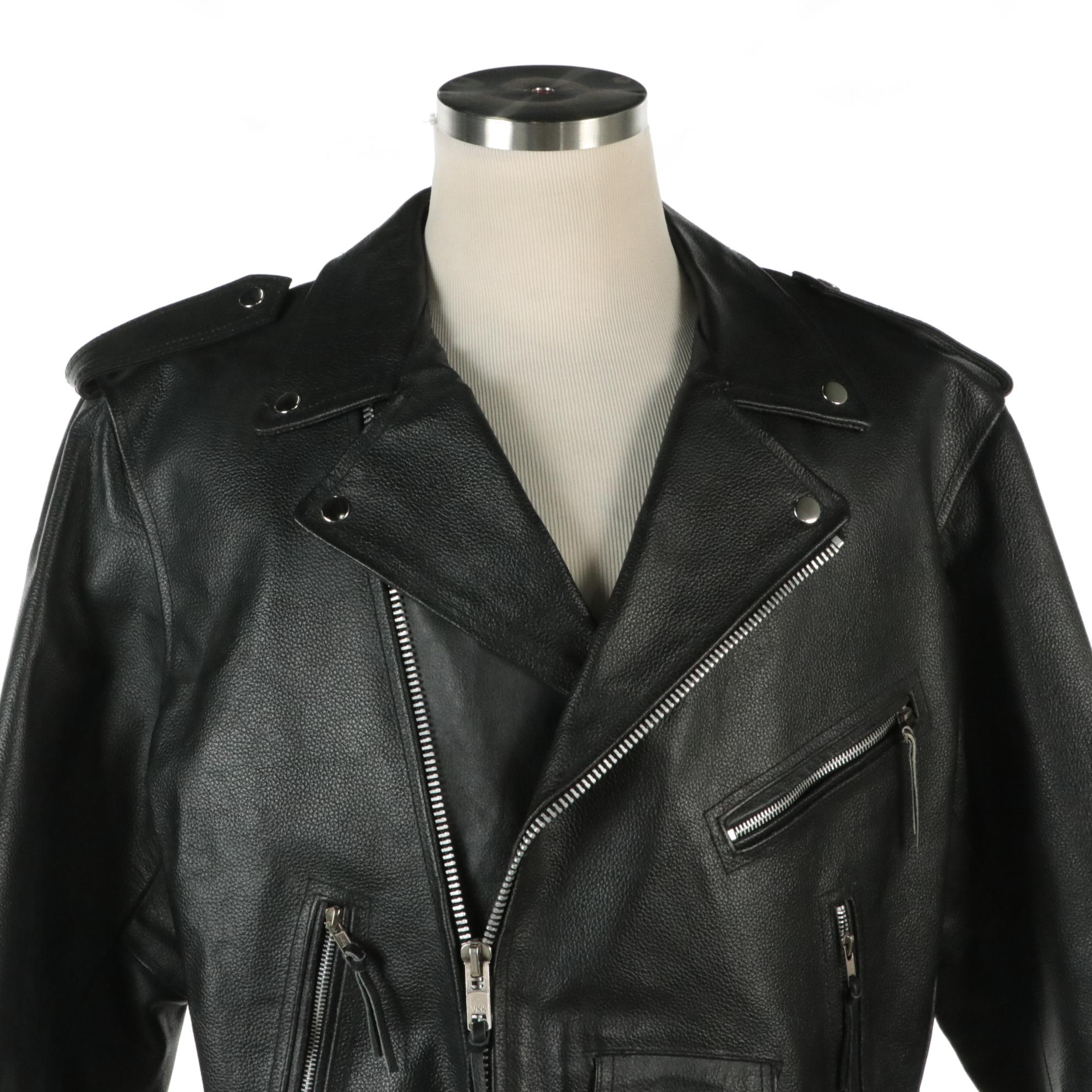 Men's MAS Leather Motorcycle Jacket and Unik Leather Patch Vest