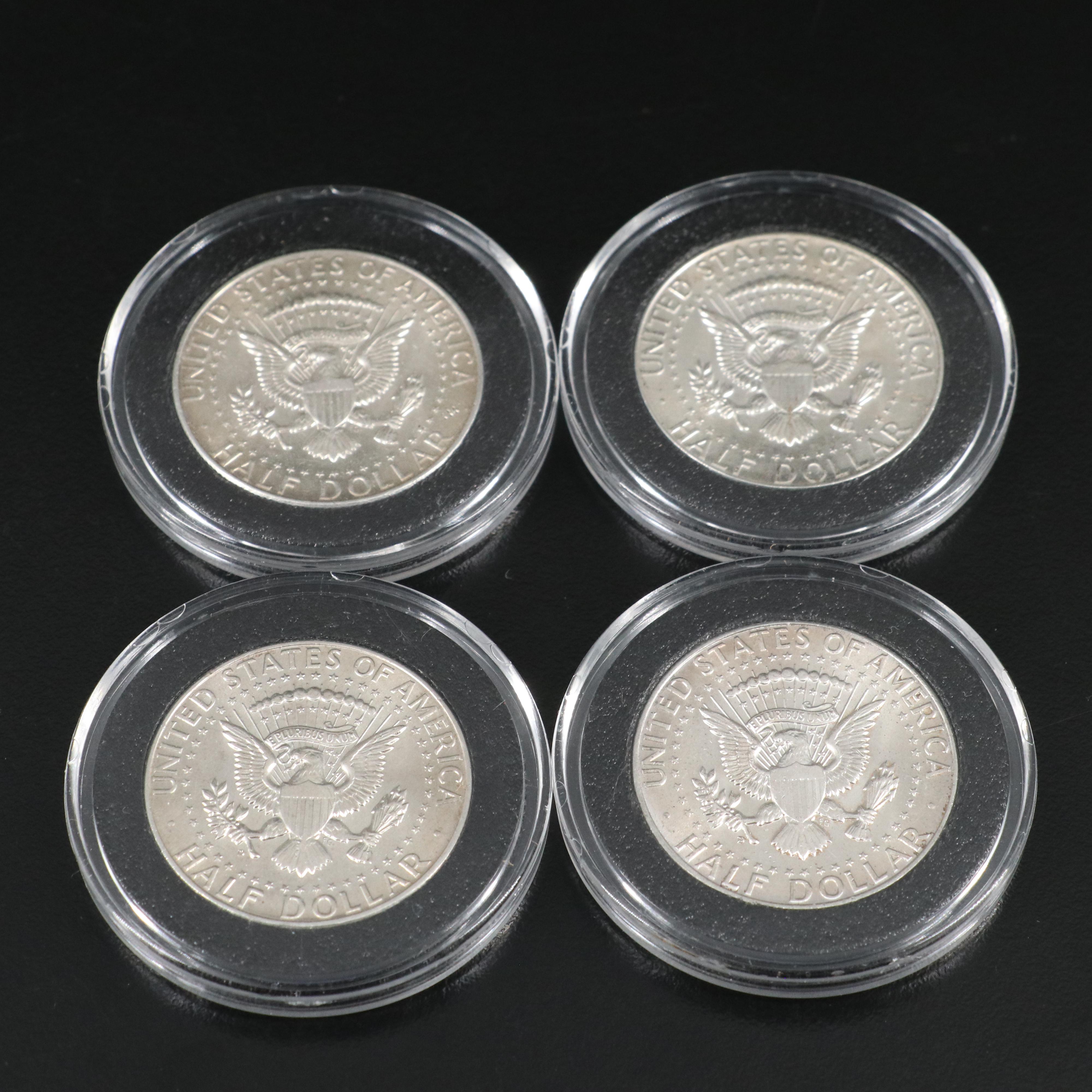 Thirteen Kennedy Half Dollars, Including Silver and Bicentennial
